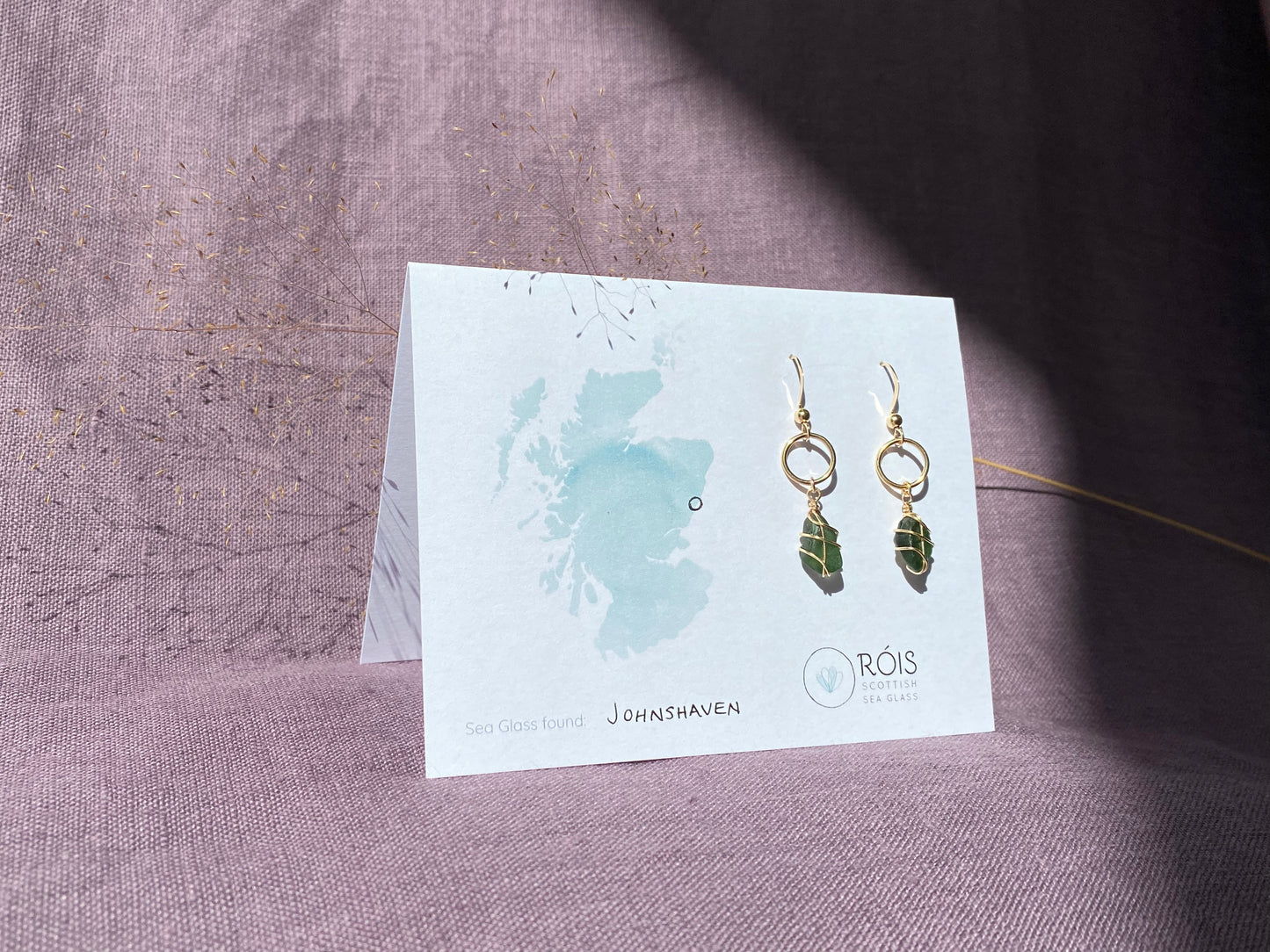 Thea Earrings in Gold & Dark Green