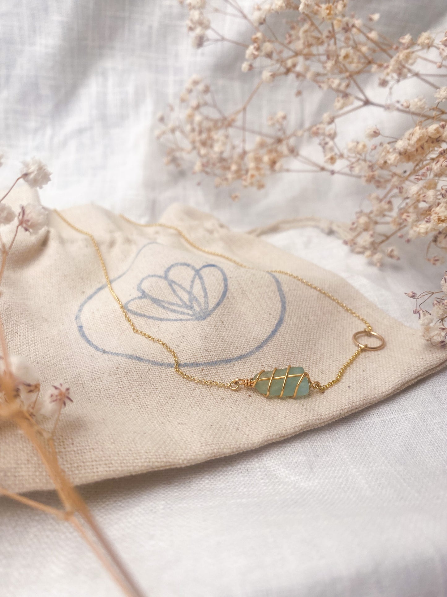 Eilidh Necklace in Gold & Light Blue
