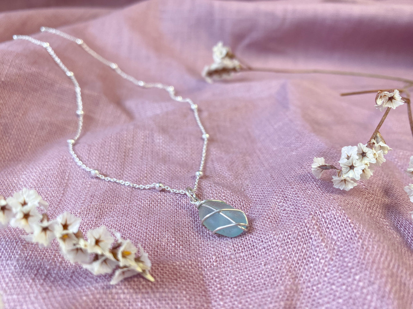 Eleanor Necklace in Silver & Light Blue