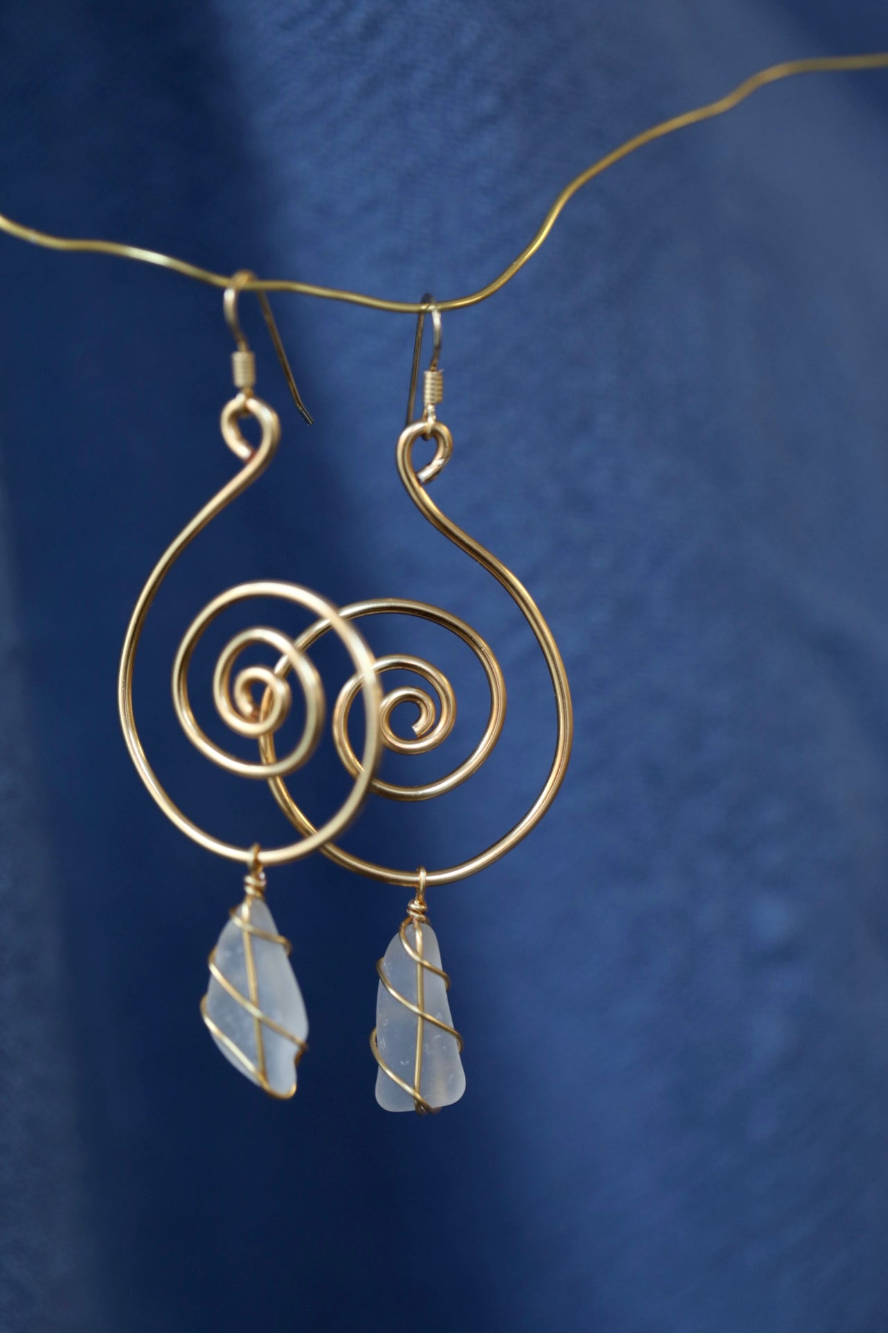 Bex Swirl Earrings in Gold Plated & White
