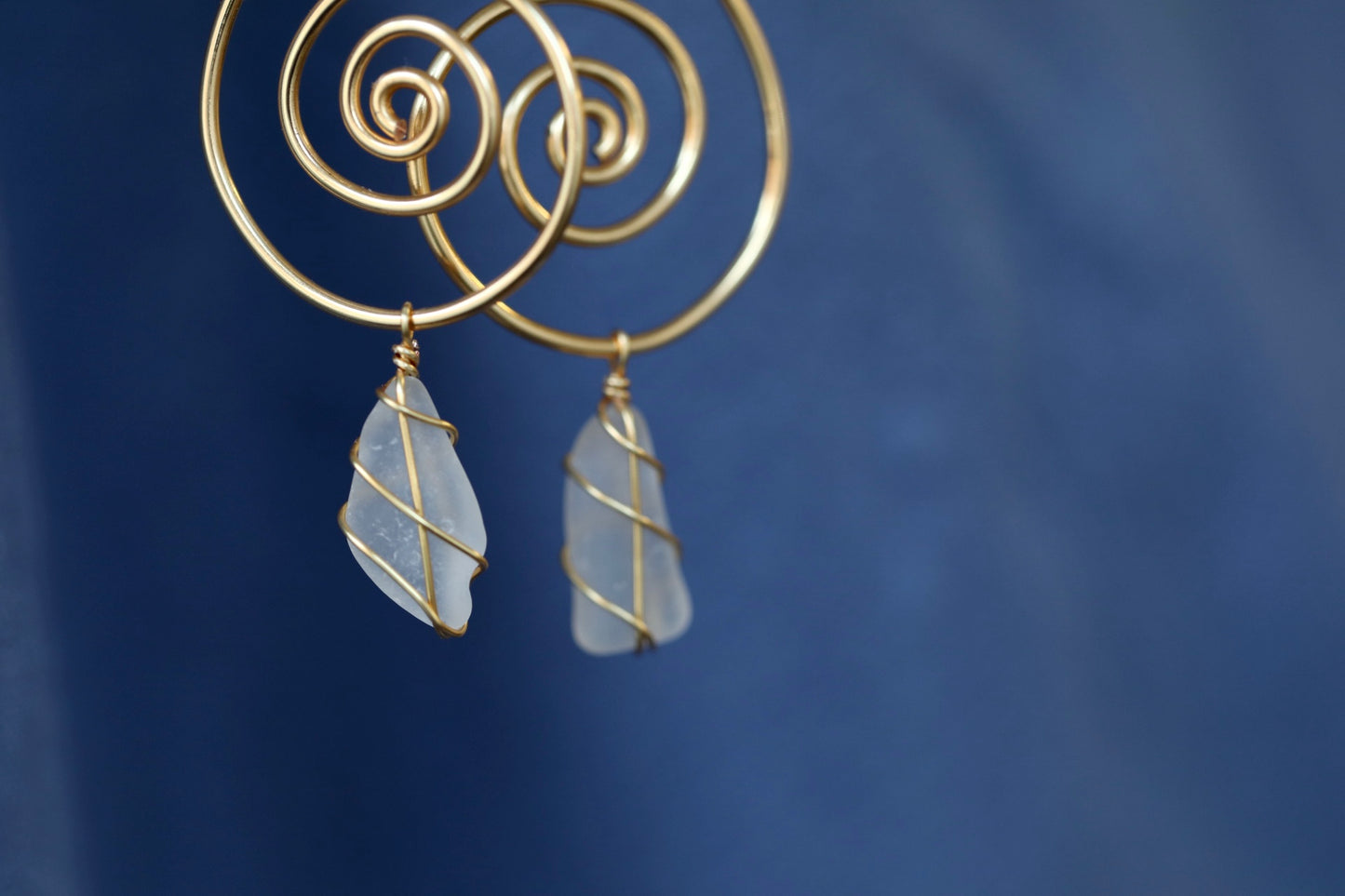 Bex Swirl Earrings in Gold Plated & White