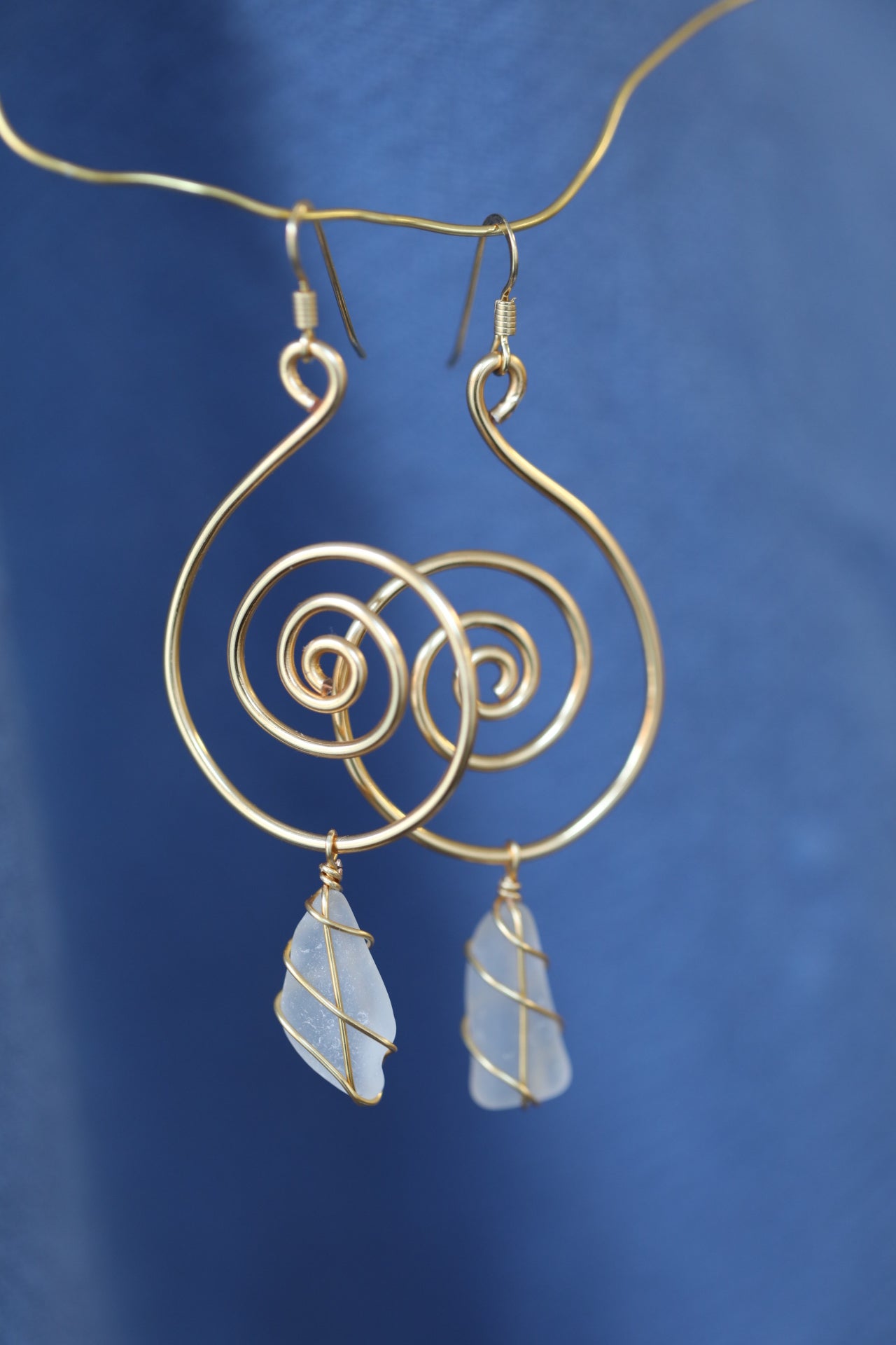 Bex Swirl Earrings in Gold Plated & White