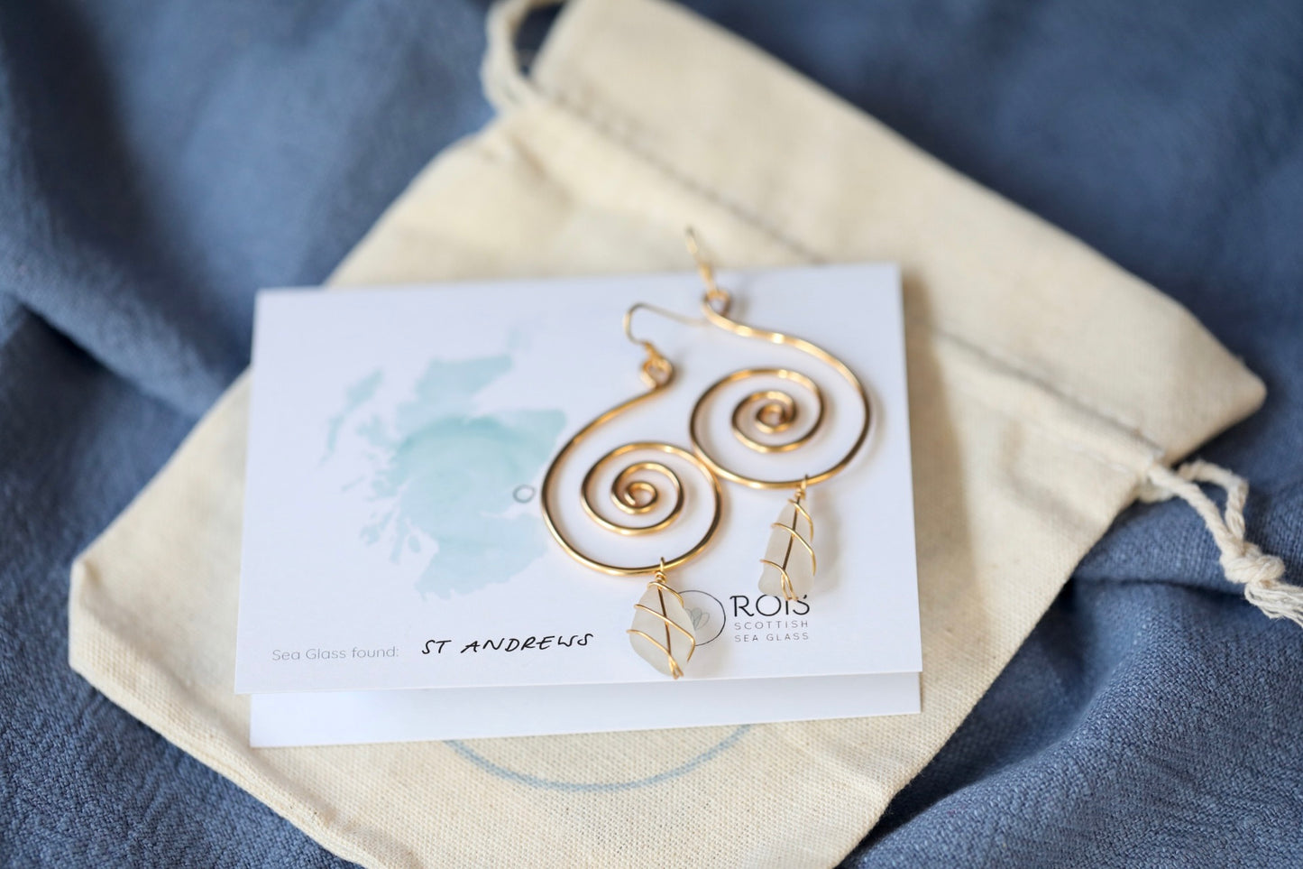 Bex Swirl Earrings in Gold Plated & White