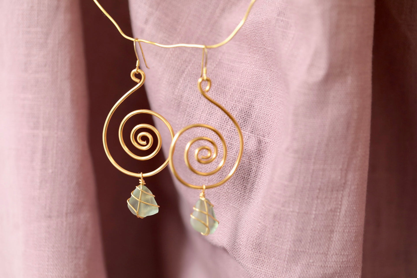 Bex Swirl Earrings in Gold Plated & Light Blue