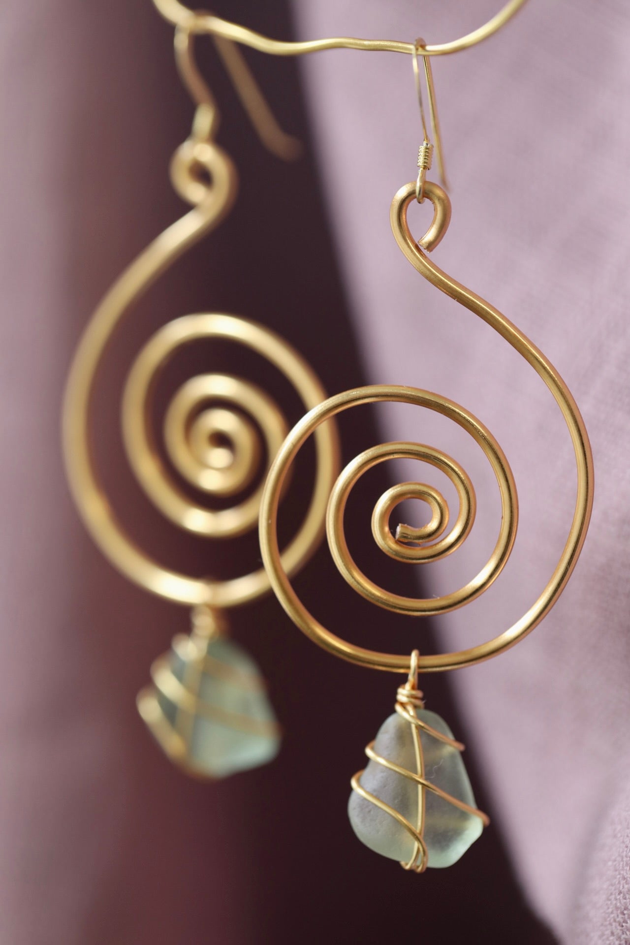 Bex Swirl Earrings in Gold Plated & Light Blue