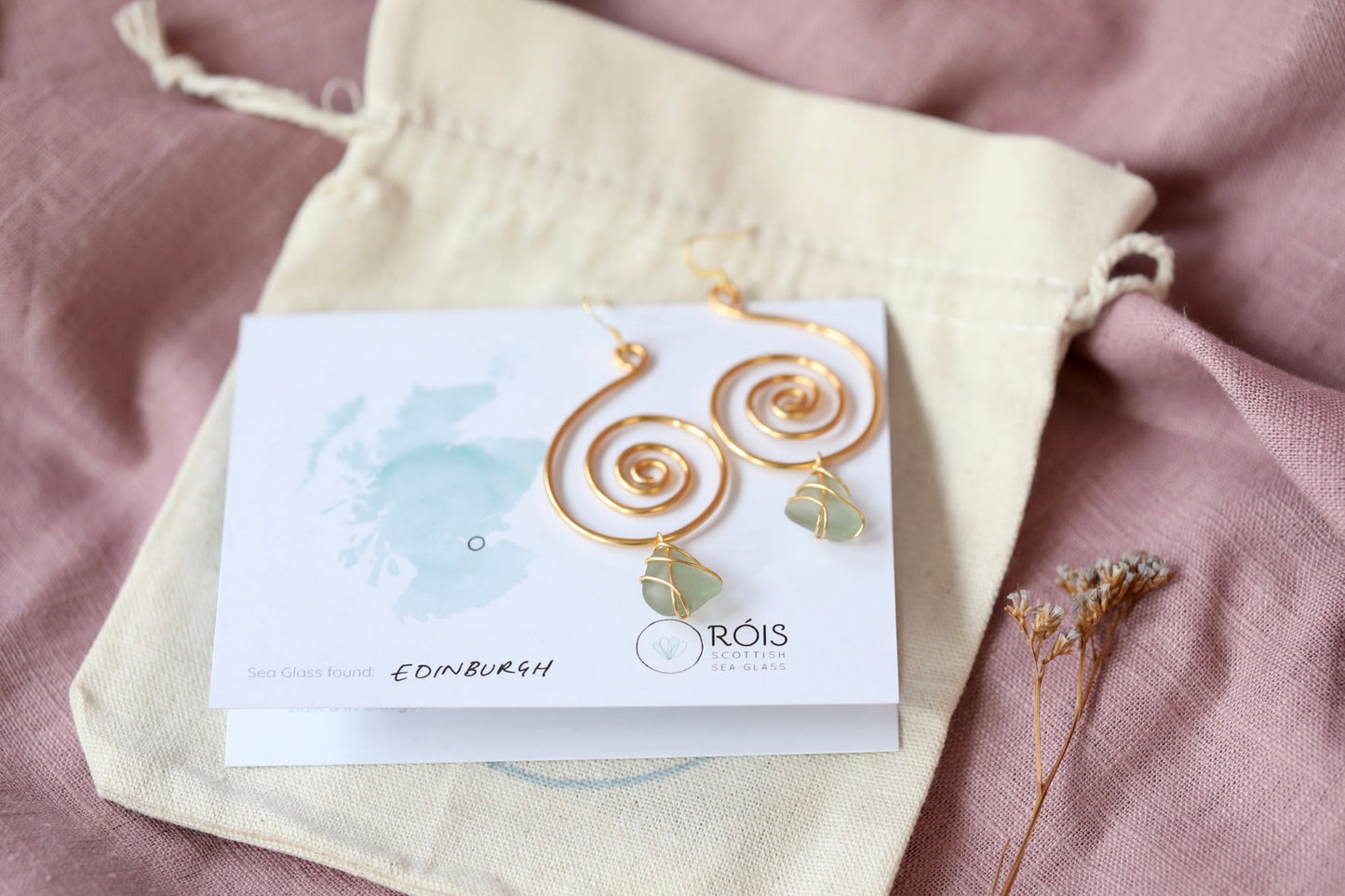 Bex Swirl Earrings in Gold Plated & Light Blue