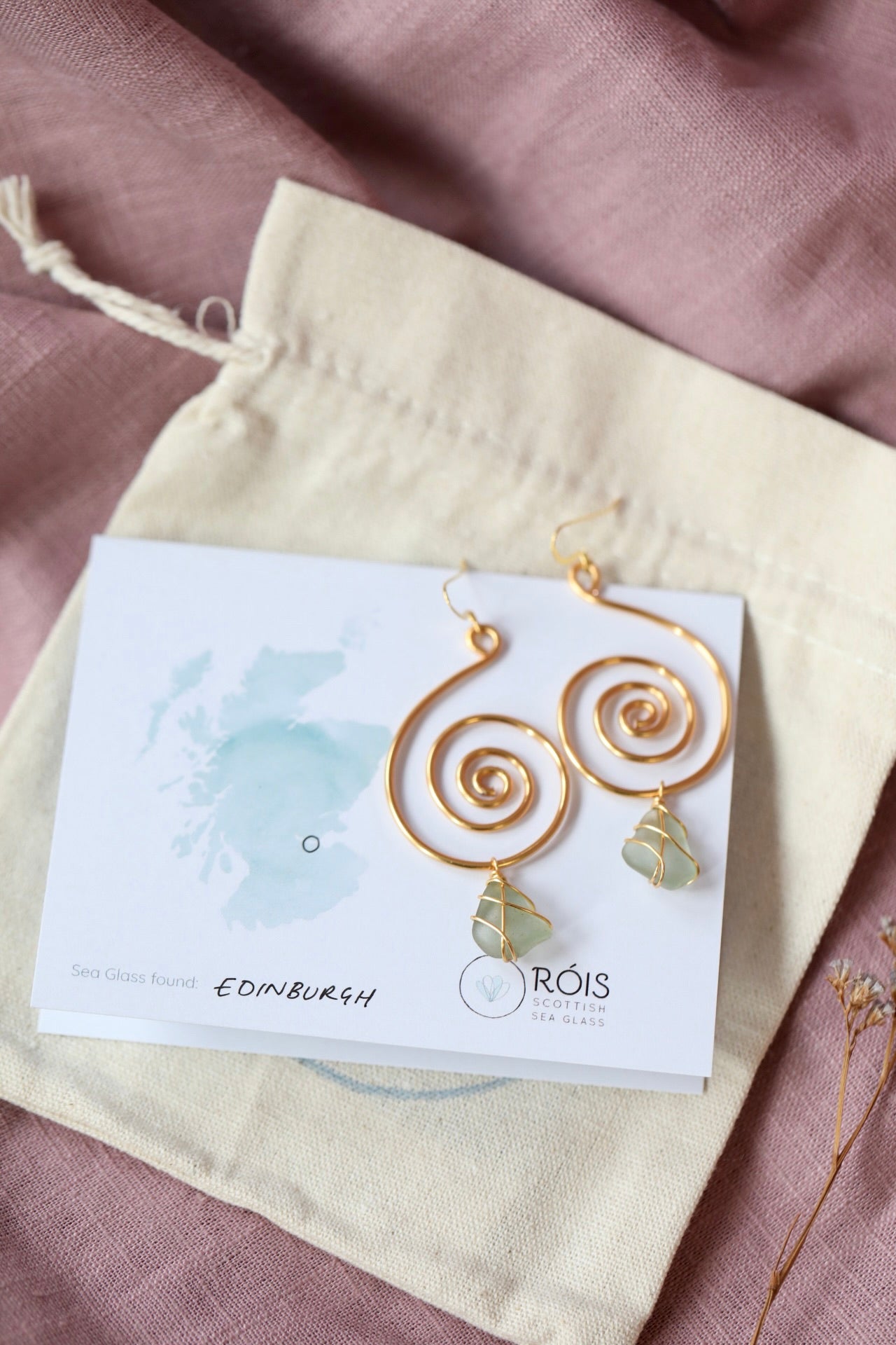 Bex Swirl Earrings in Gold Plated & Light Blue