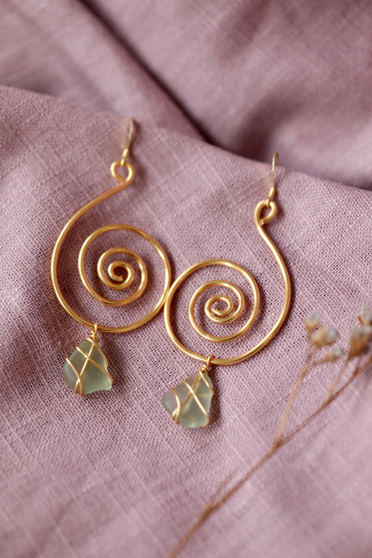 Bex Swirl Earrings in Gold Plated & Light Blue