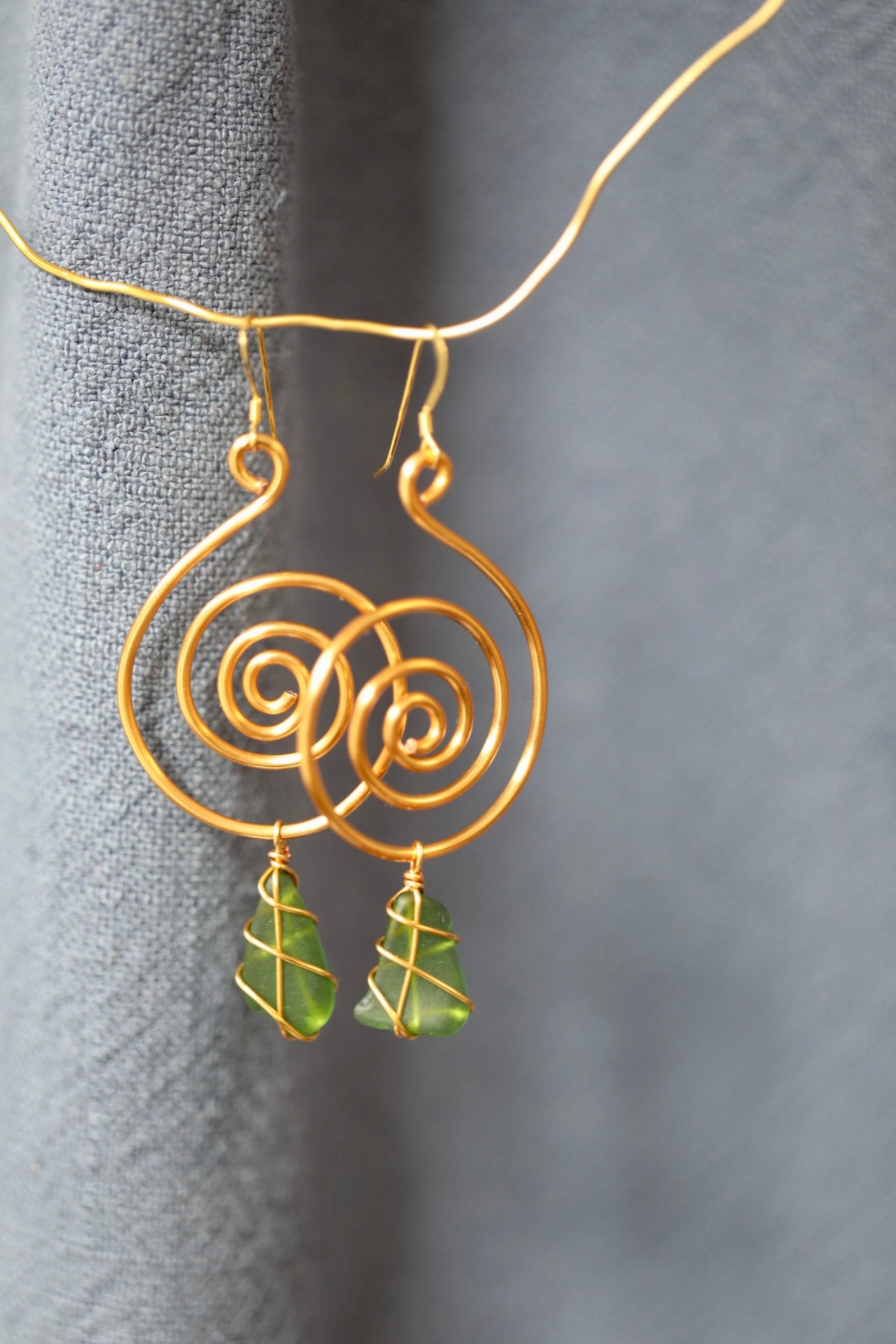Bex Swirl Earrings in Gold Plated & Bright Green
