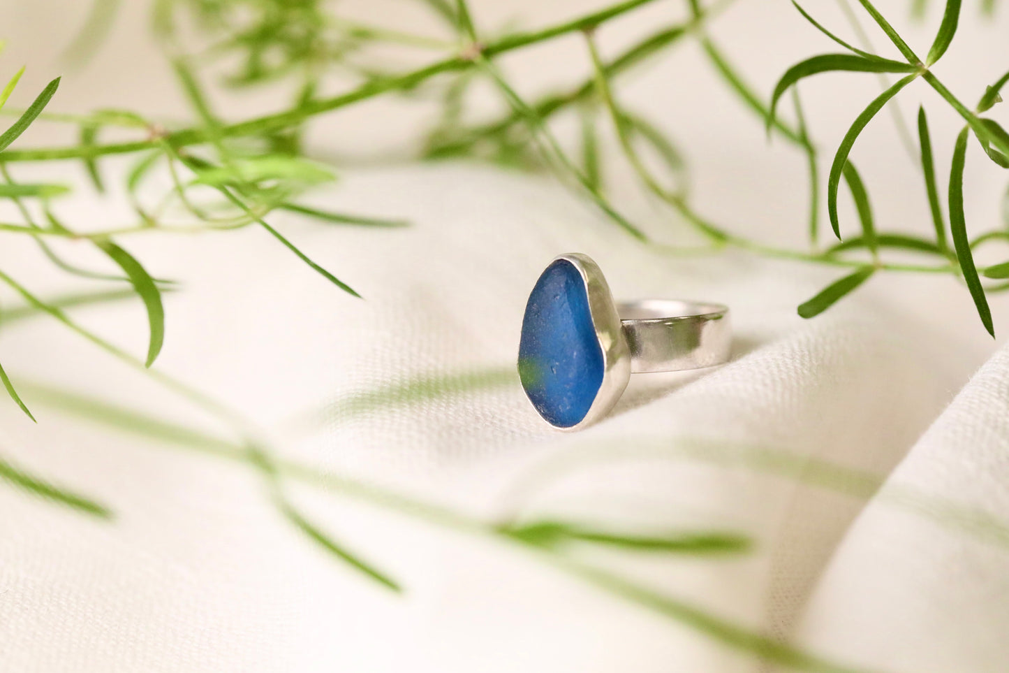 SKYE Dark denim blue & silver ring - size N 1/2