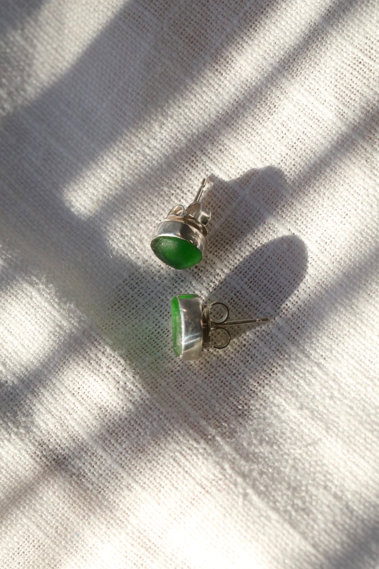 SKYE - Bright green & silver stud earrings