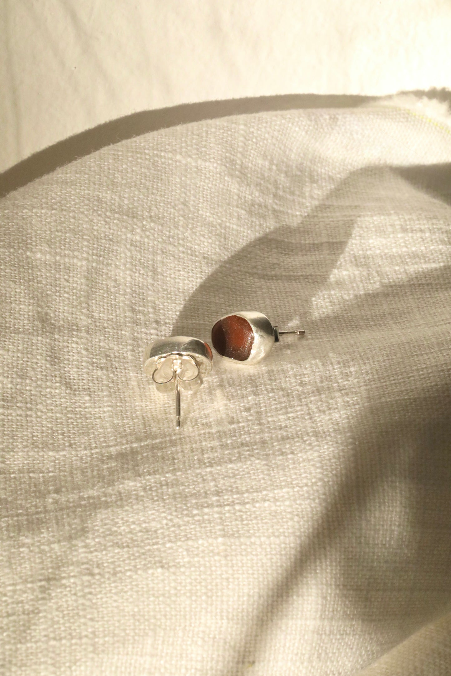 SKYE - Amber & silver stud earrings