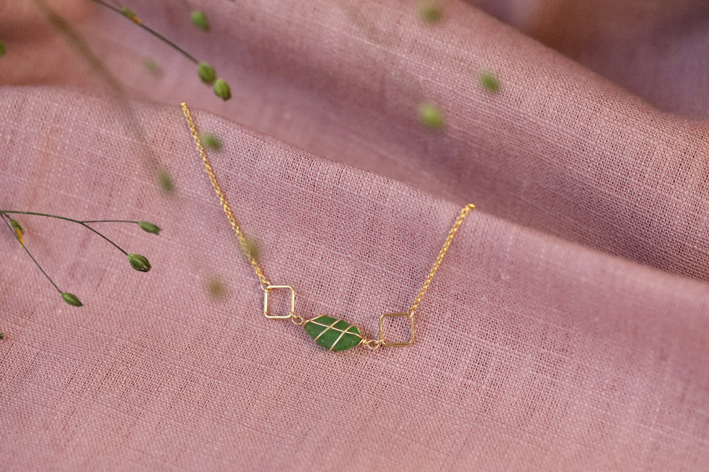 Xanthe Necklace in Gold Vermeil & Bright Green