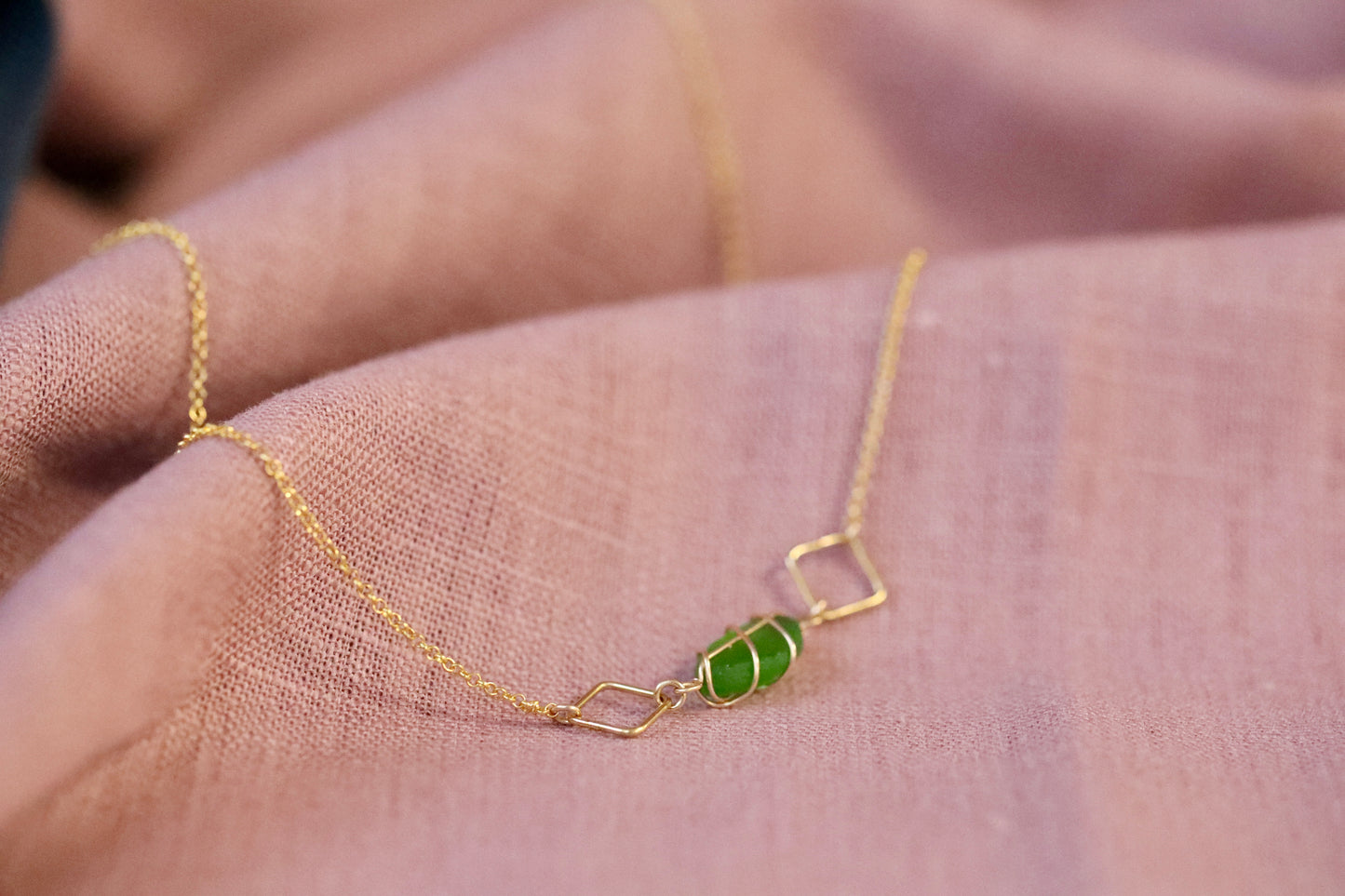 Xanthe Necklace in Gold Vermeil & Bright Green