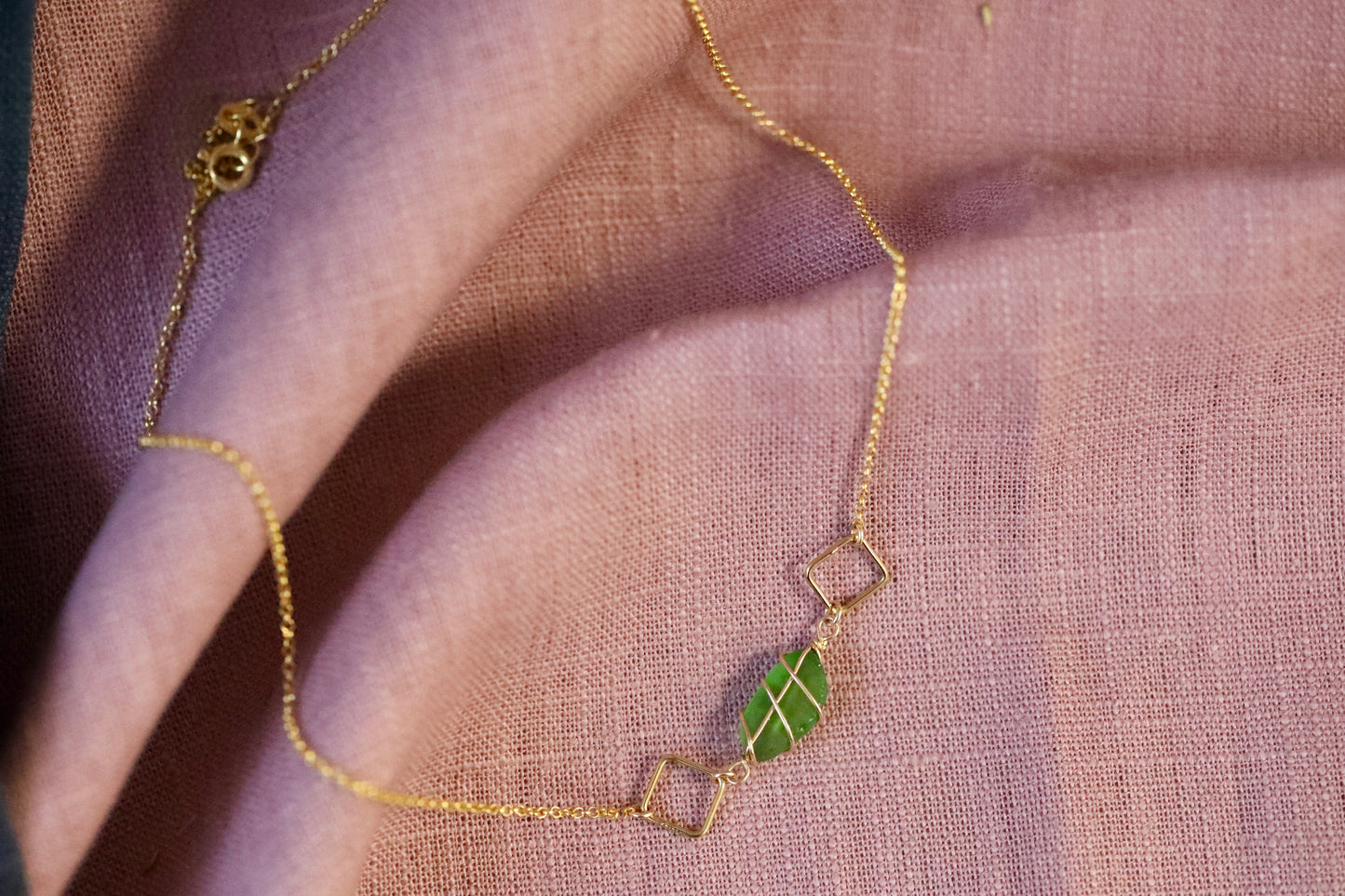 Xanthe Necklace in Gold Vermeil & Bright Green