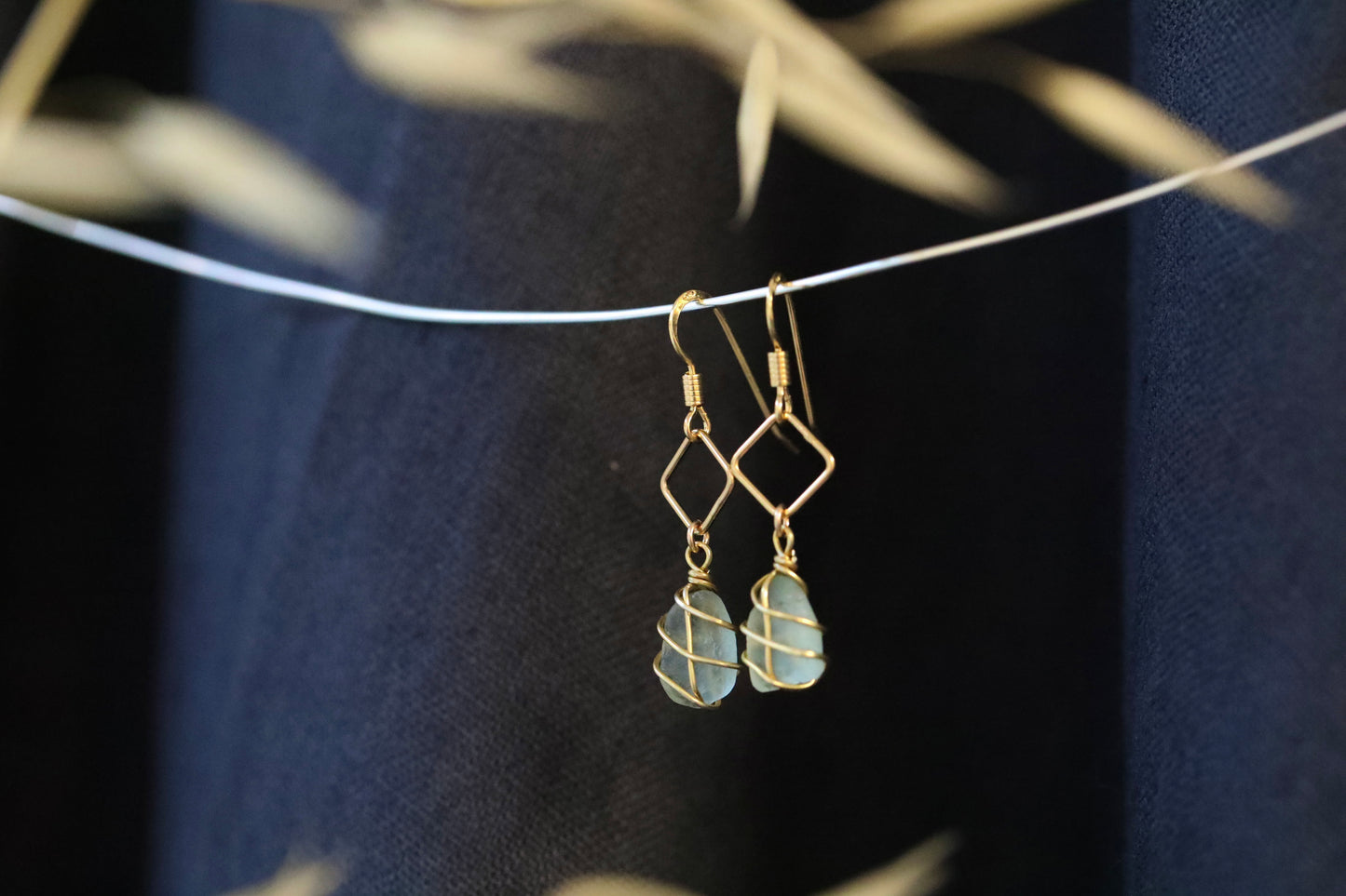 Xanthe Earrings in Gold & Light Blue