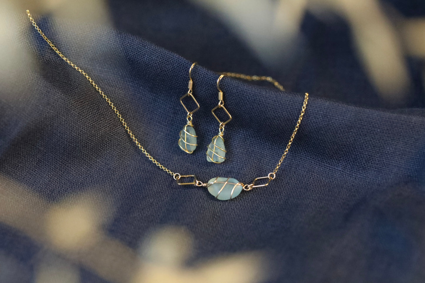 Xanthe Necklace in Gold Vermeil & Light Blue