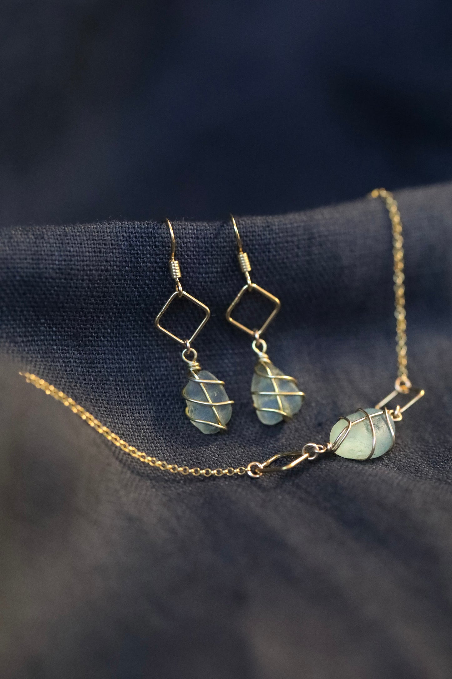 Xanthe Necklace in Gold Vermeil & Light Blue
