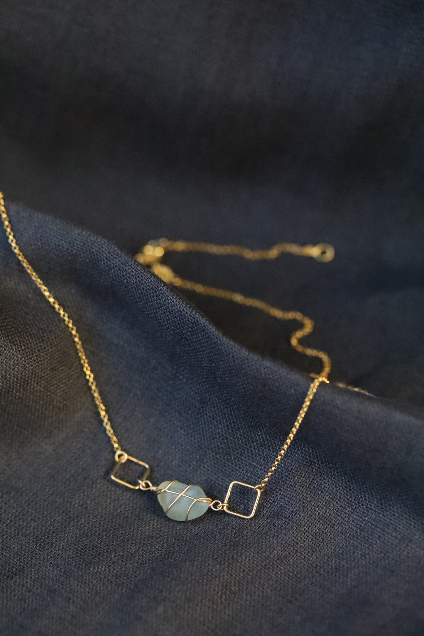 Xanthe Necklace in Gold Vermeil & Light Blue