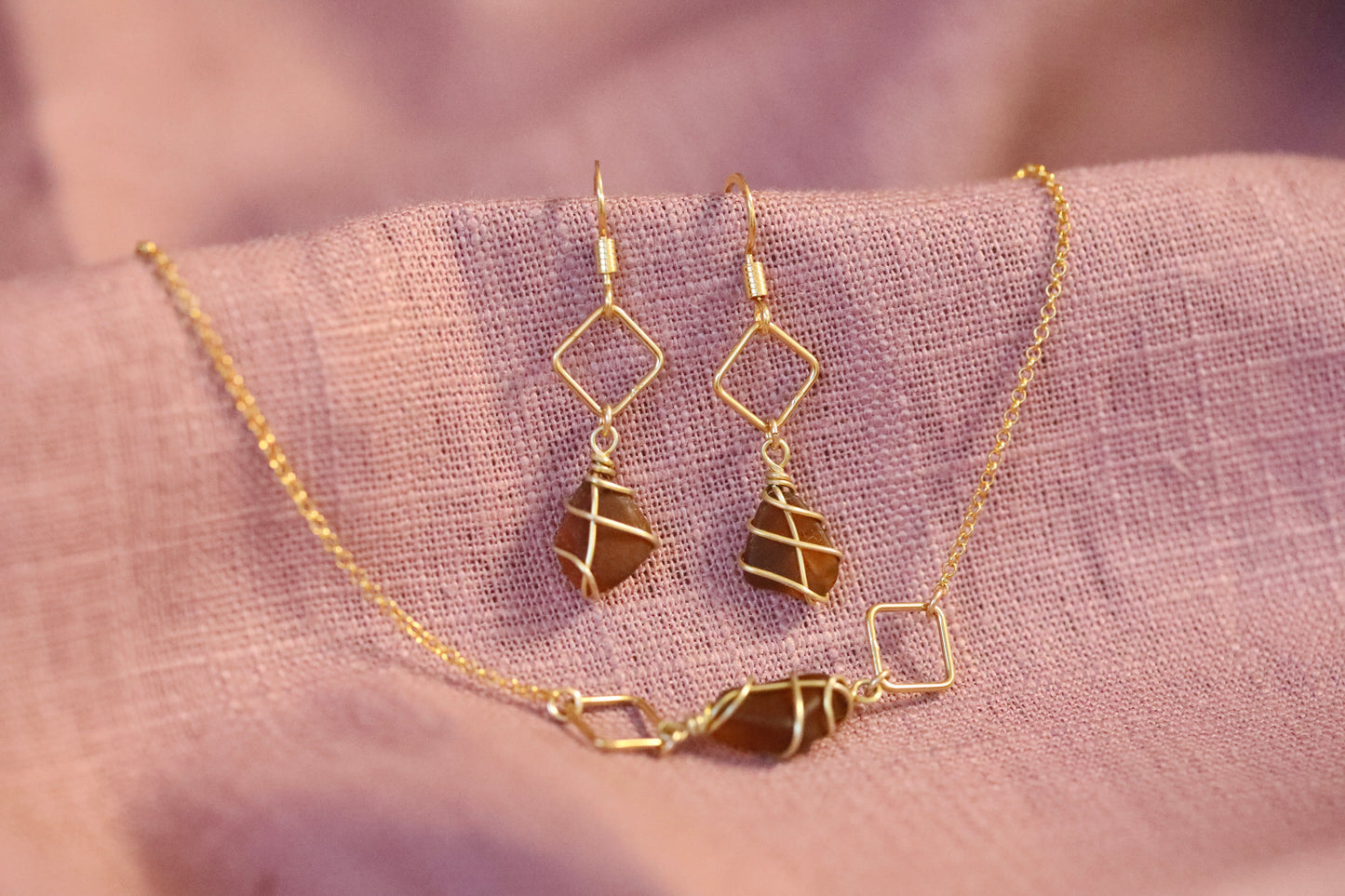 Xanthe Necklace in Gold Vermeil & Amber