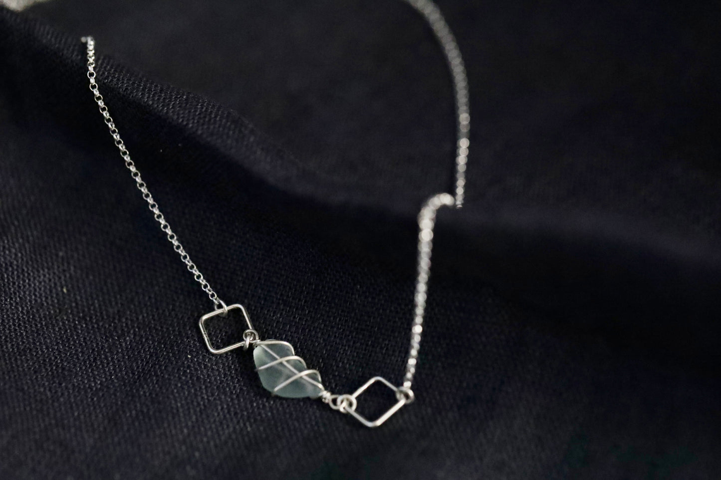 Xanthe Necklace in Sterling Silver & Light Blue