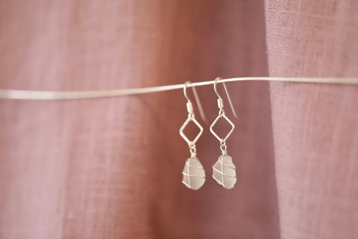 Xanthe Earrings in Silver & White