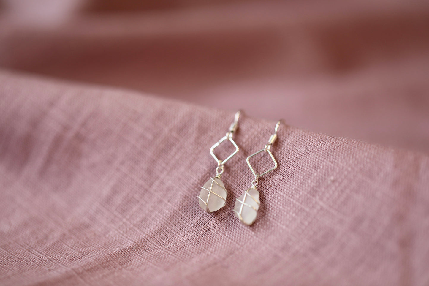 Xanthe Earrings in Silver & White