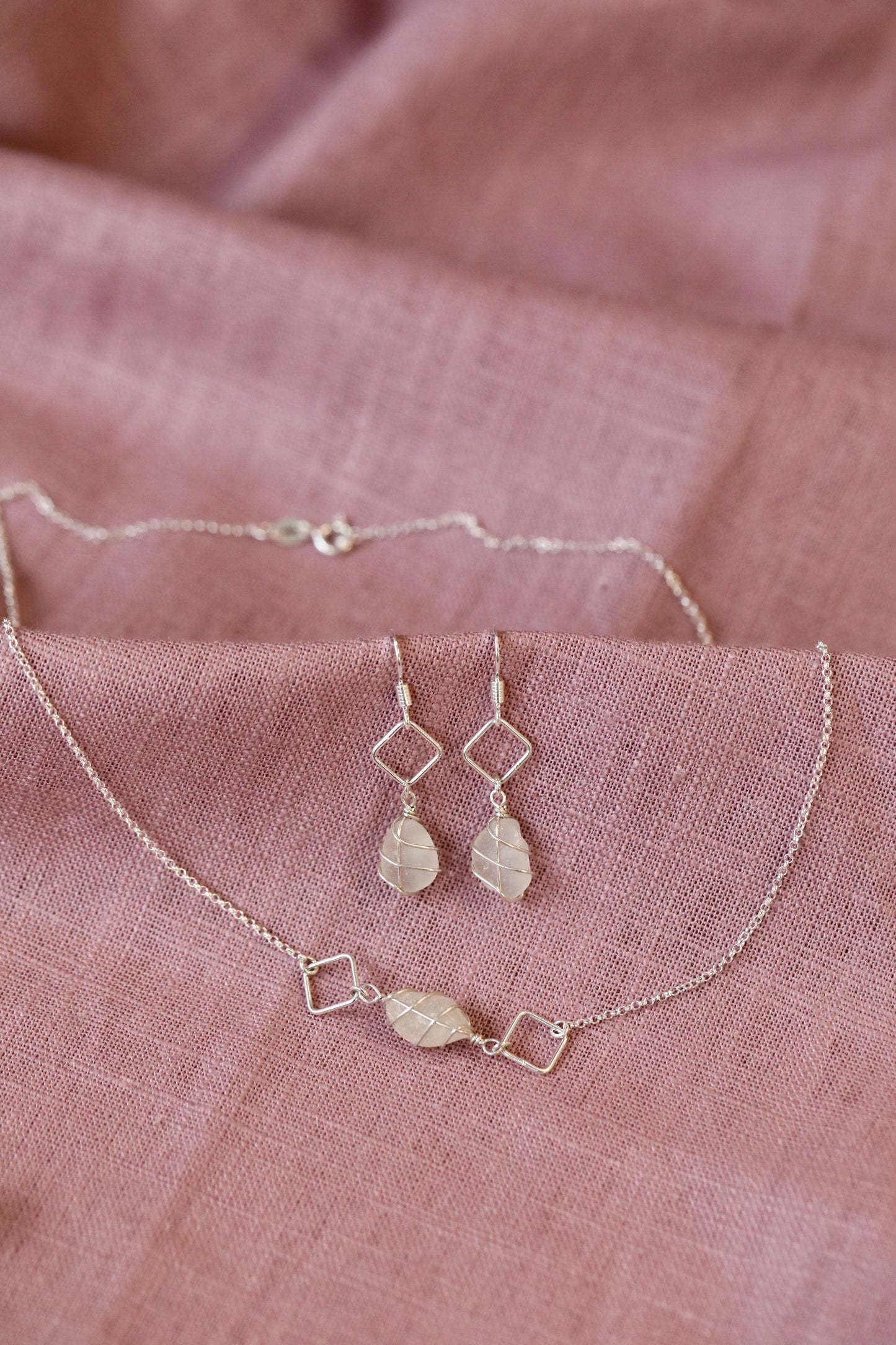 Xanthe Earrings in Silver & White