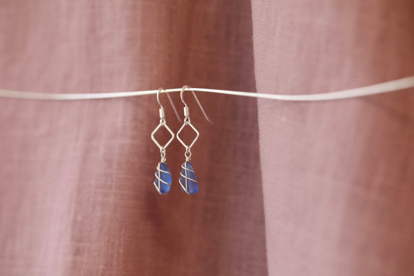 Xanthe Earrings in Silver & Cornflower Blue