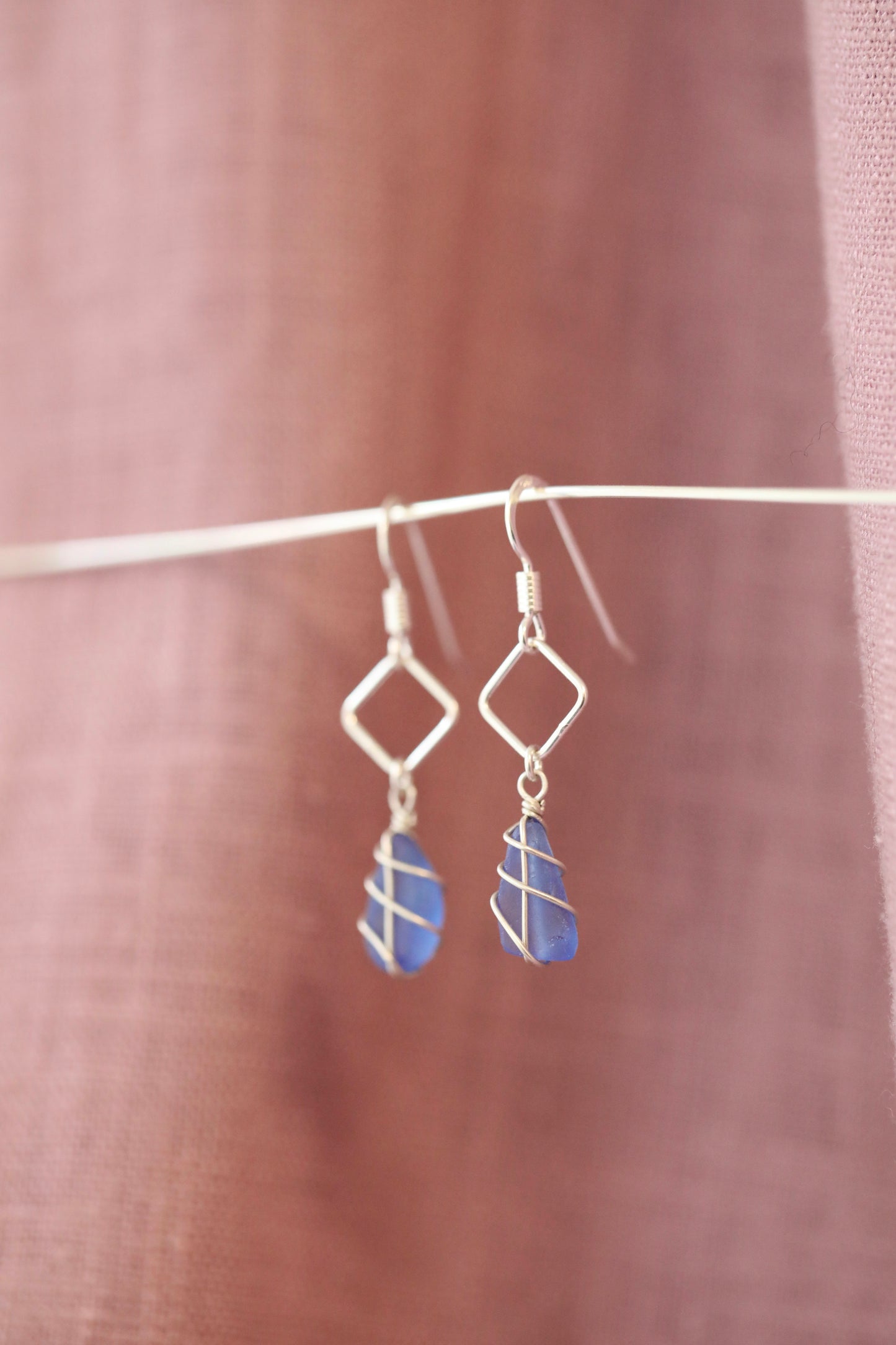 Xanthe Earrings in Silver & Cornflower Blue