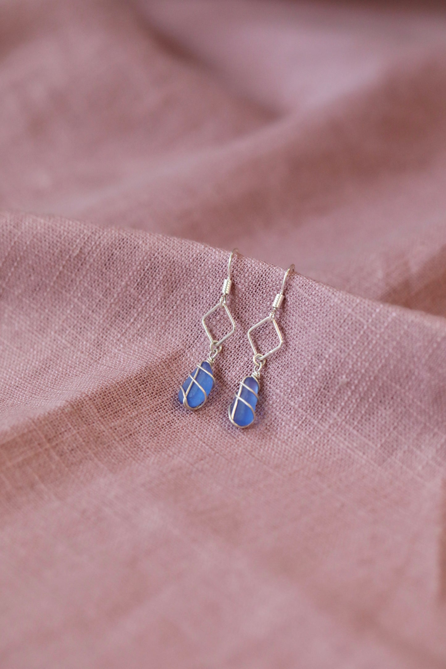 Xanthe Earrings in Silver & Cornflower Blue