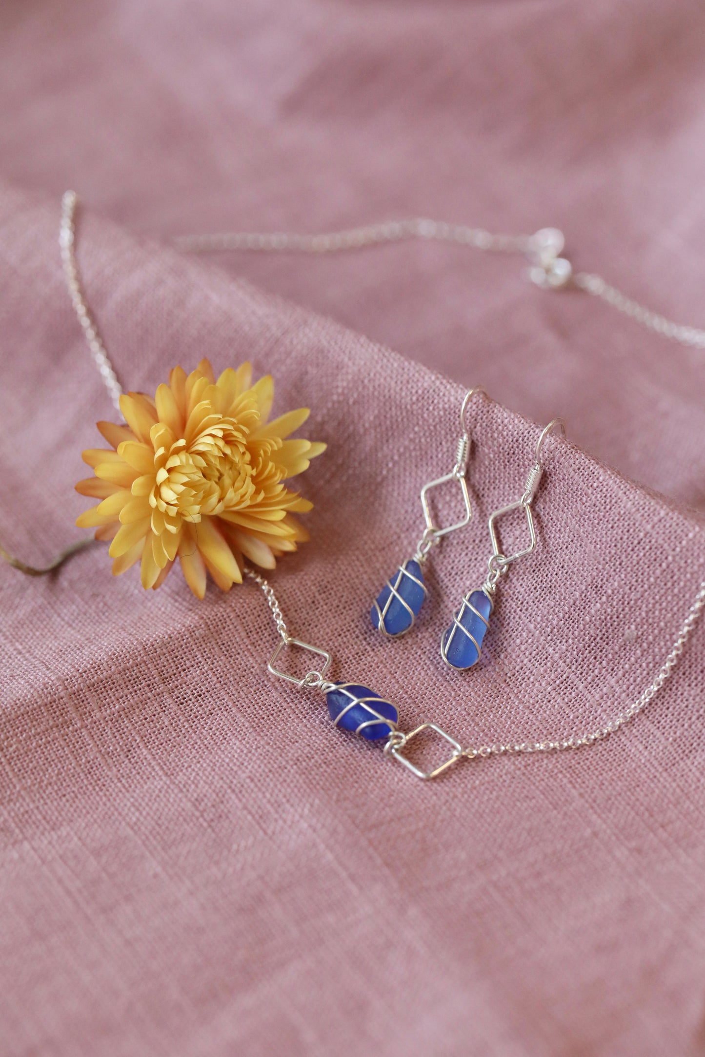 Xanthe Earrings in Silver & Cornflower Blue