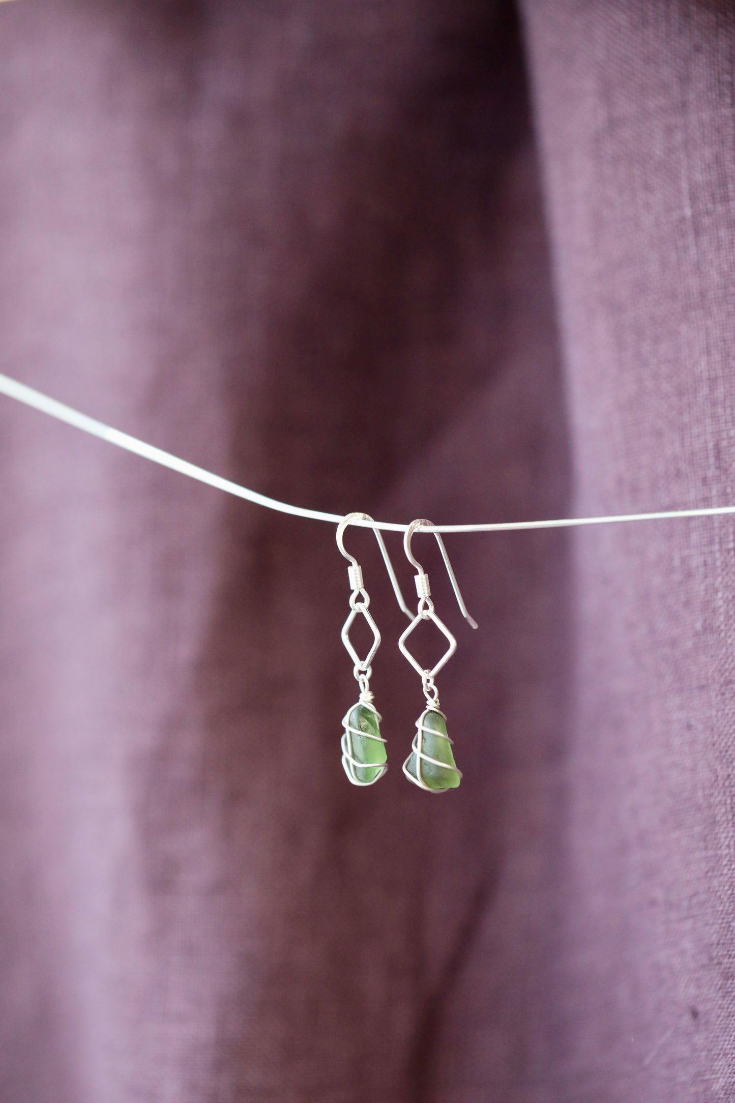Xanthe Earrings in Silver & Dark Green