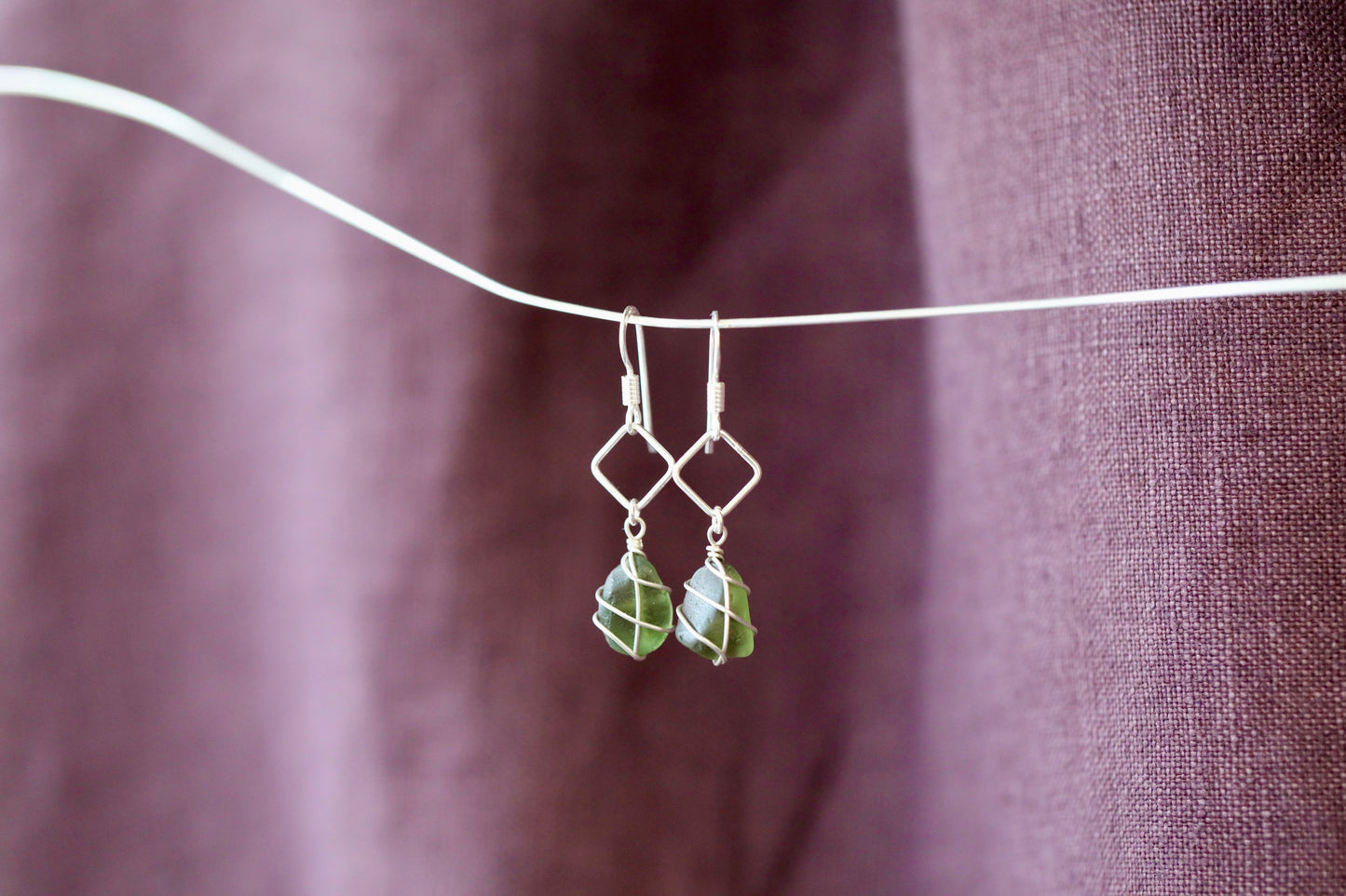 Xanthe Earrings in Silver & Dark Green
