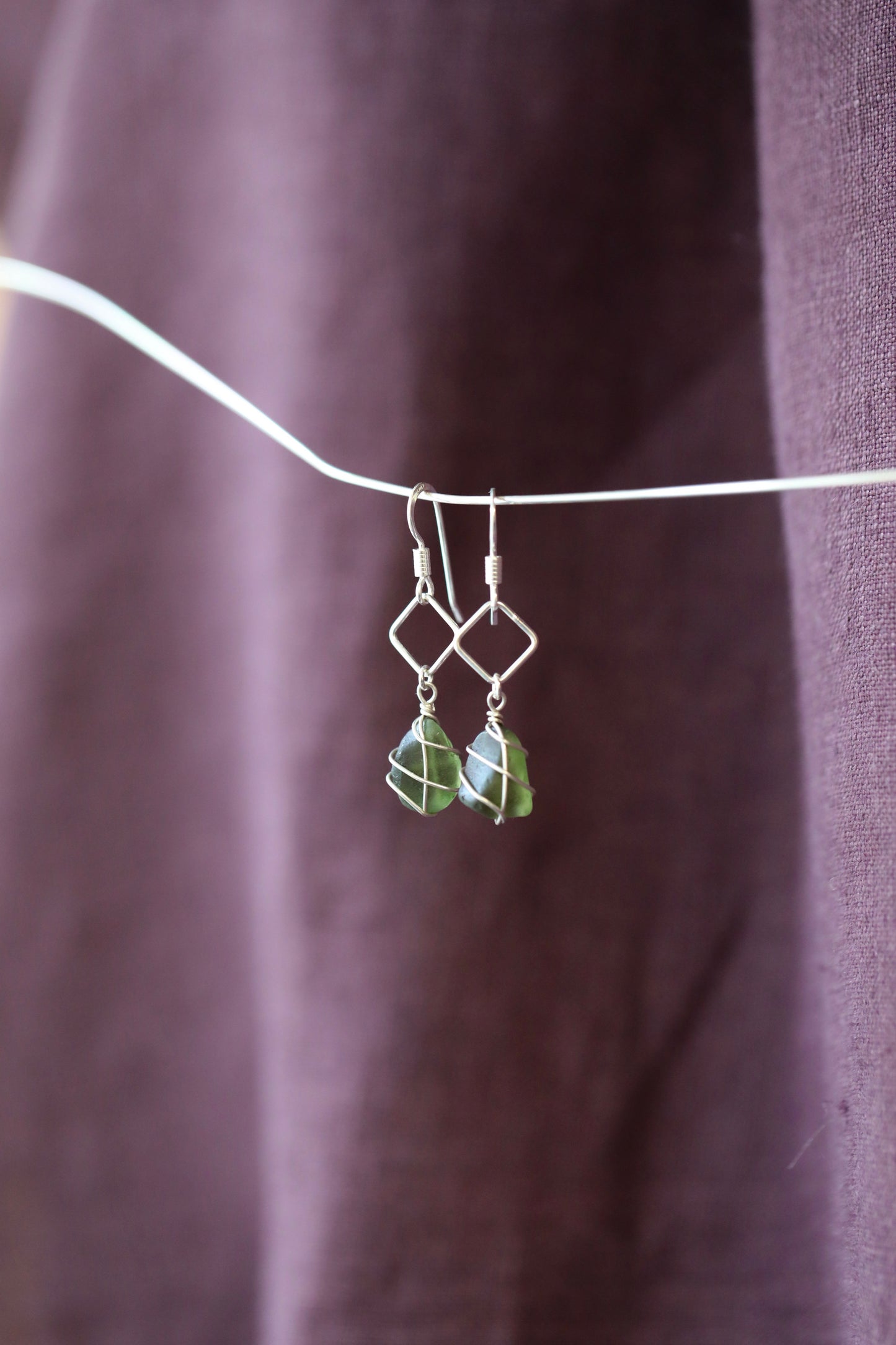 Xanthe Earrings in Silver & Dark Green