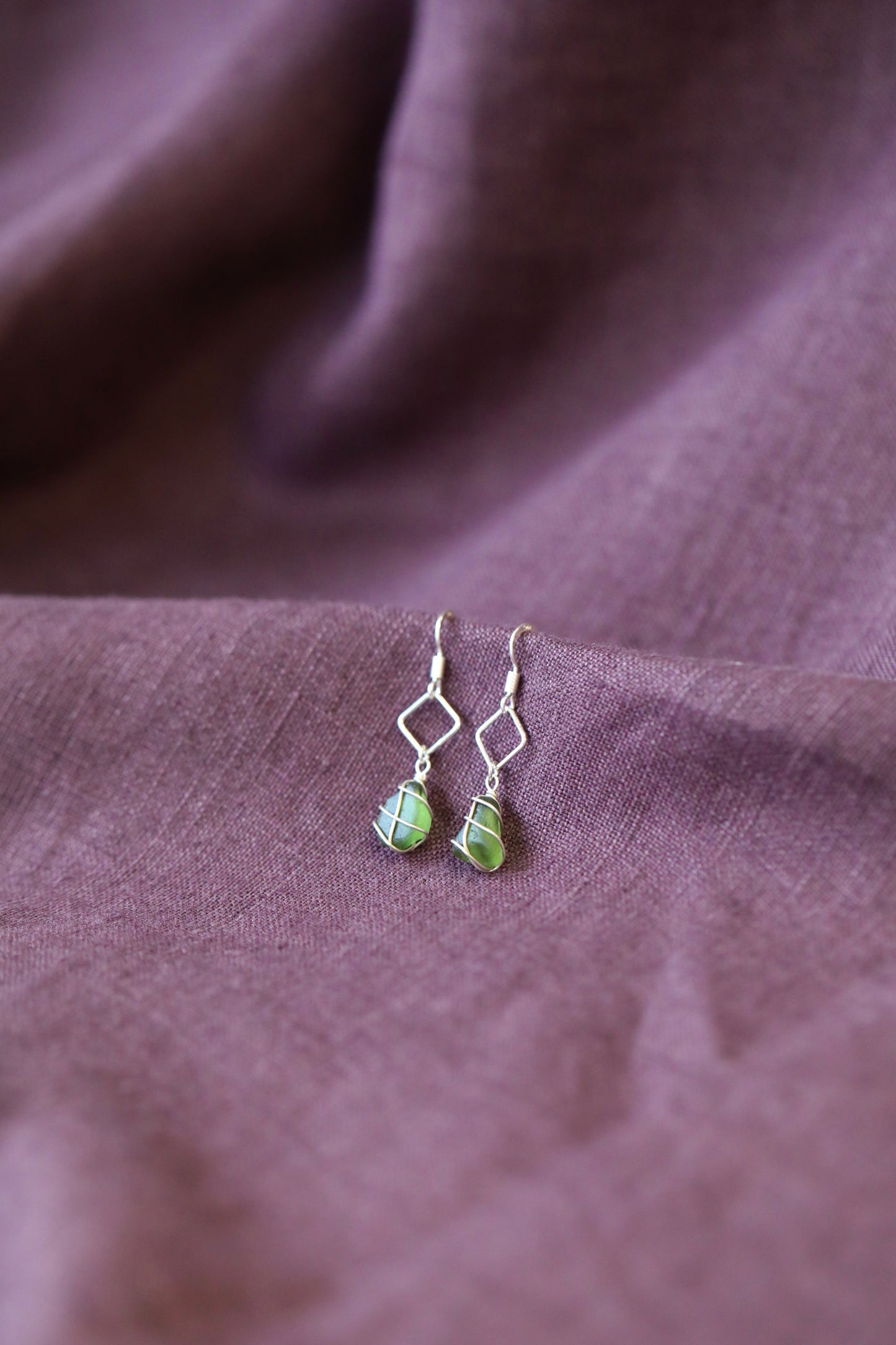 Xanthe Earrings in Silver & Dark Green