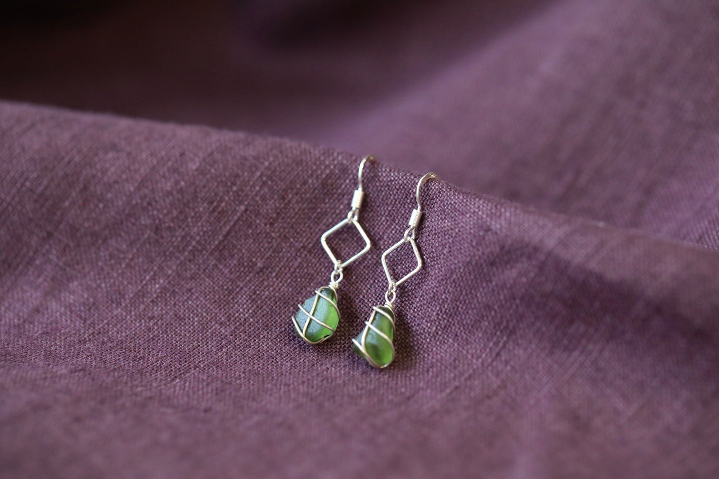 Xanthe Earrings in Silver & Dark Green