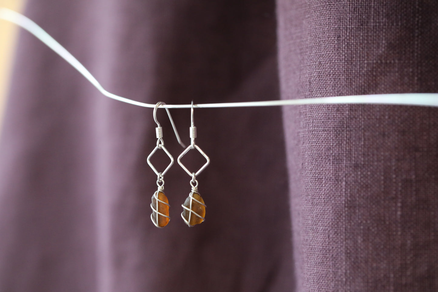 Xanthe Earrings in Silver & Amber