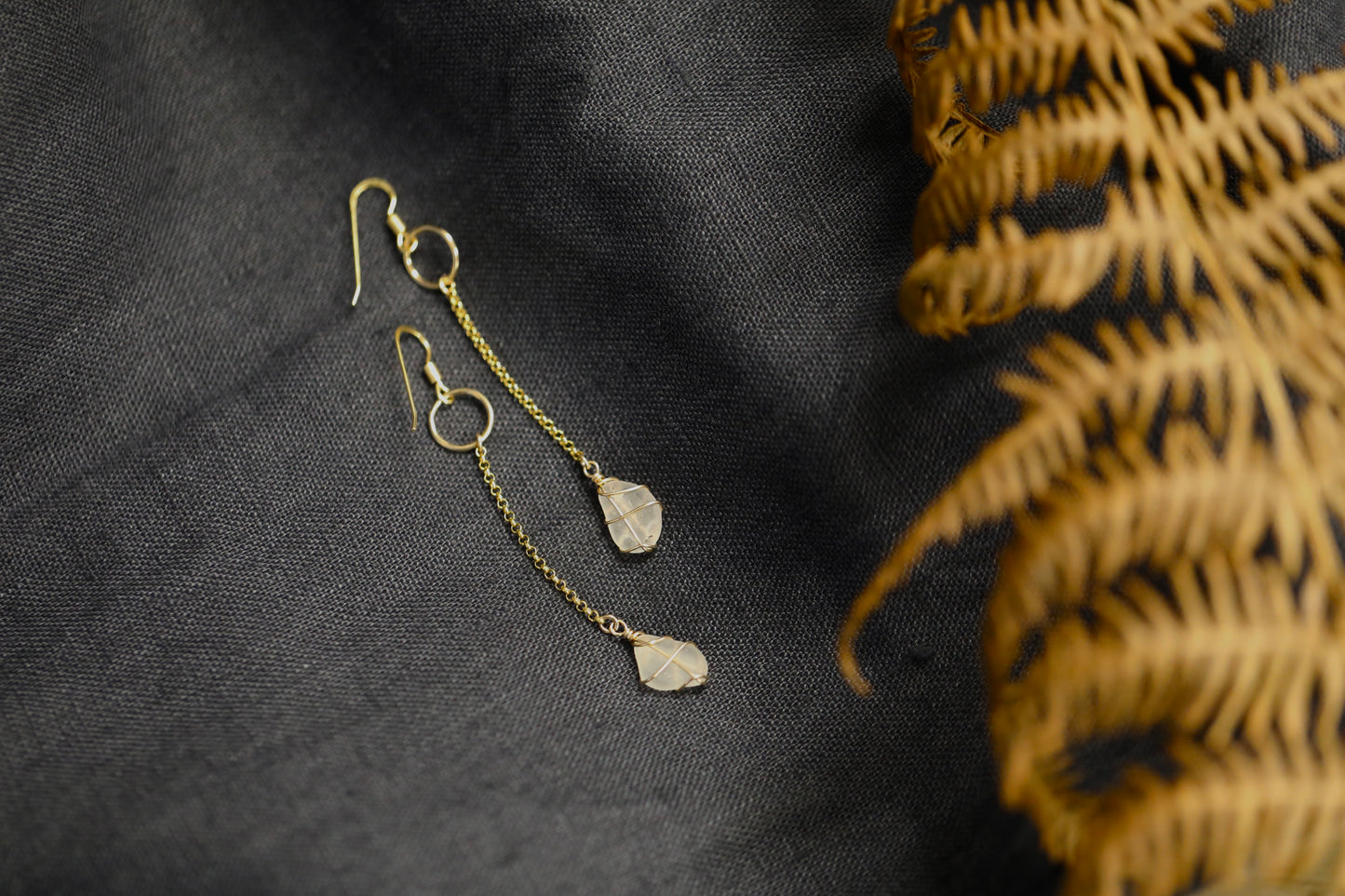 Rachel Chain Drop Earrings in Sterling Silver & White
