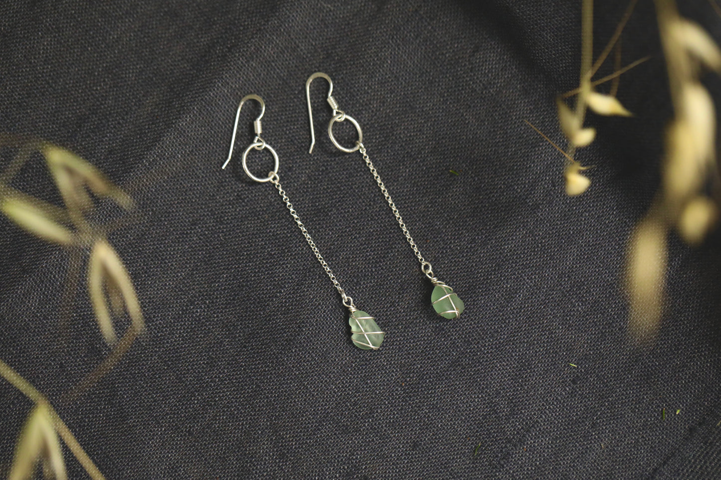 Rachel Chain Drop Earrings in Sterling Silver & Light Blue