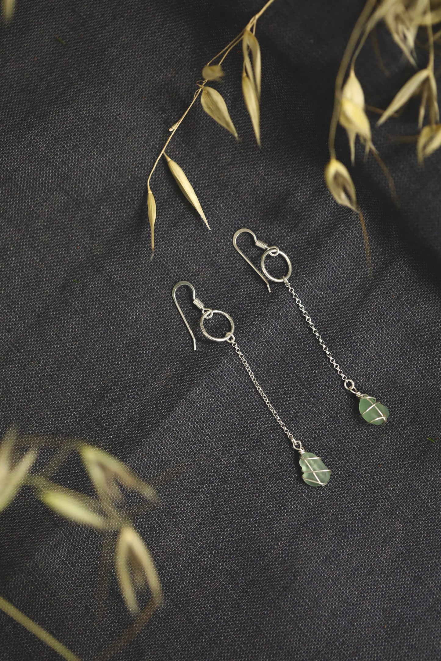 Rachel Chain Drop Earrings in Sterling Silver & Light Blue