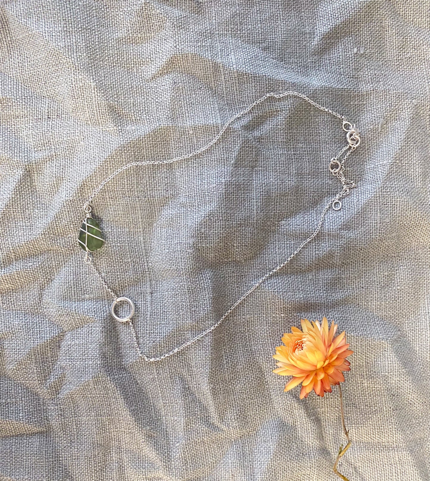 Eilidh Necklace in Silver & Dark Green