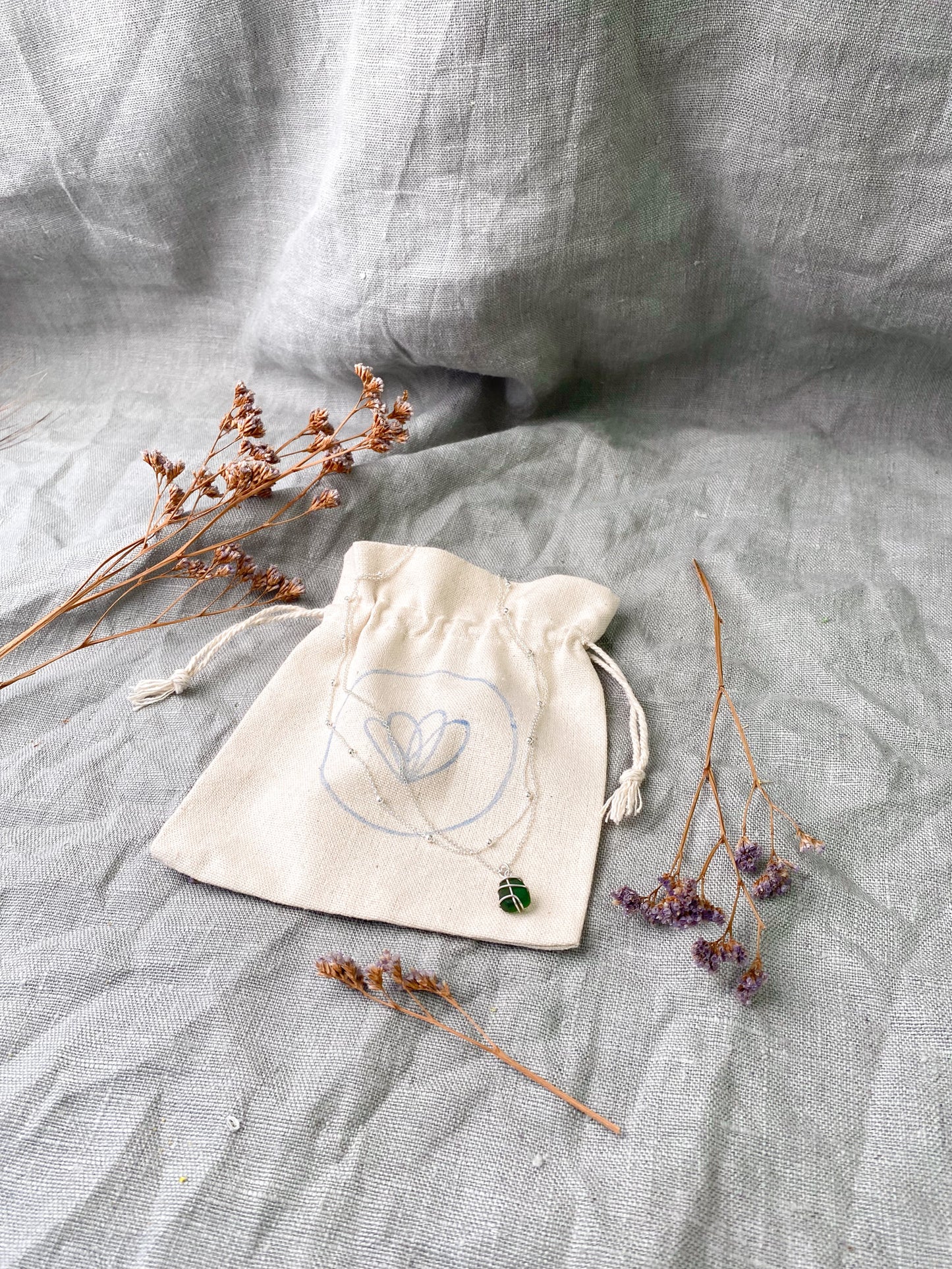 Eleanor Double in Silver & Dark Green