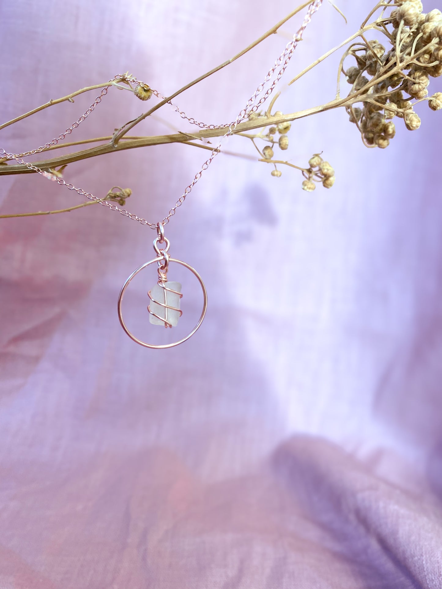 Jennie Hoop Necklace in Rose Gold & Frosted White