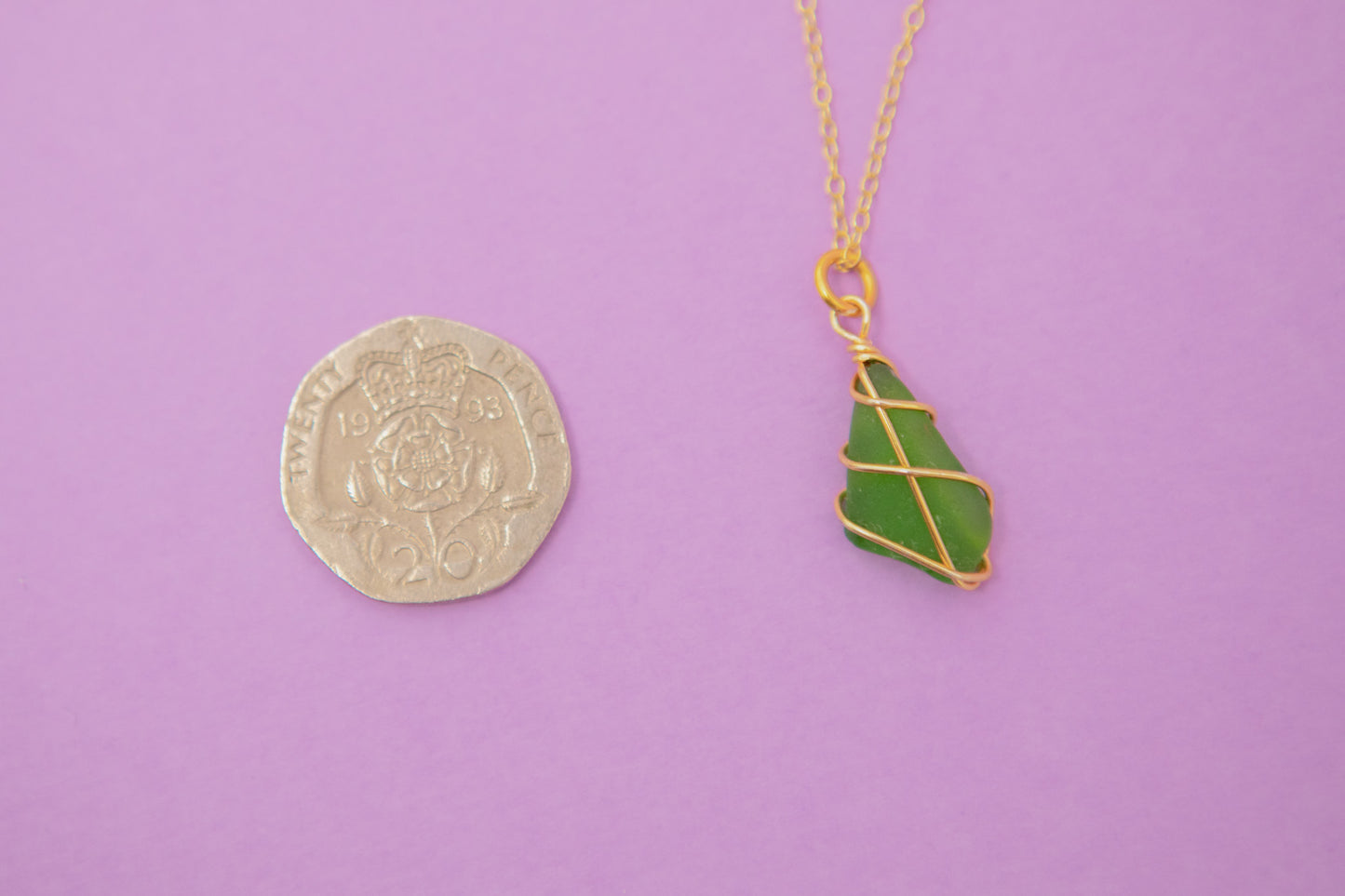 Classic Gold Necklace - Bright Green