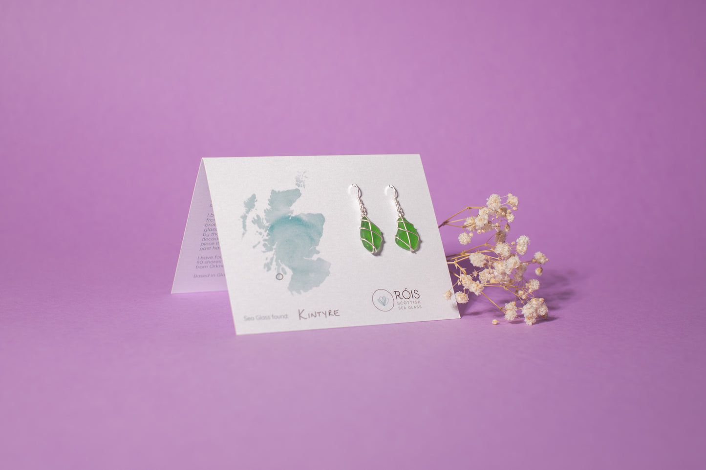 Classic silver earrings - Bright Green