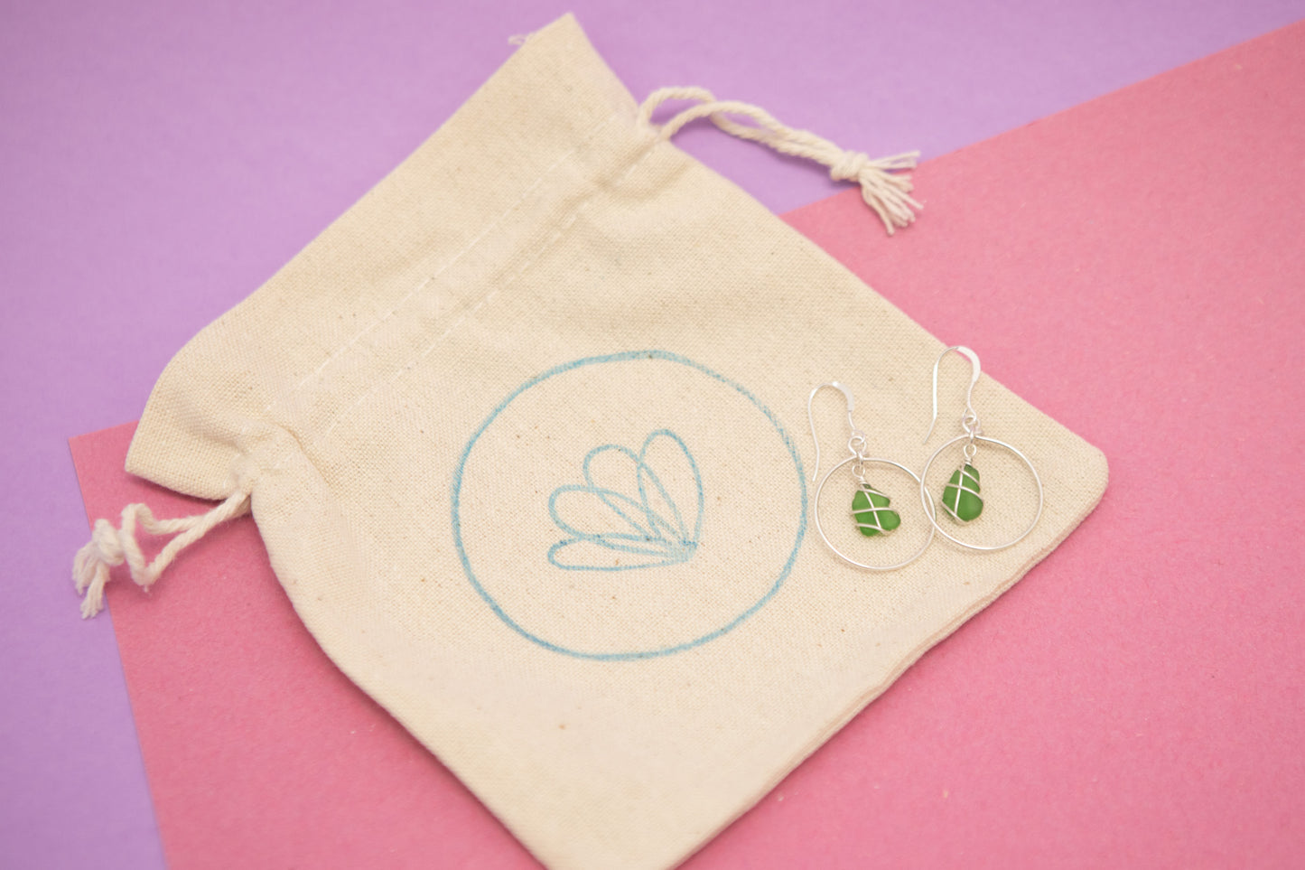 Jennie Hoops in Silver & Bright Green