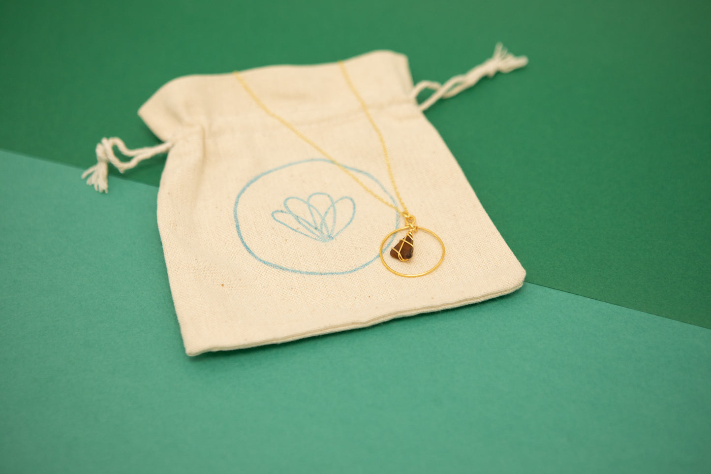 Jennie Hoop Necklace in Gold & Amber