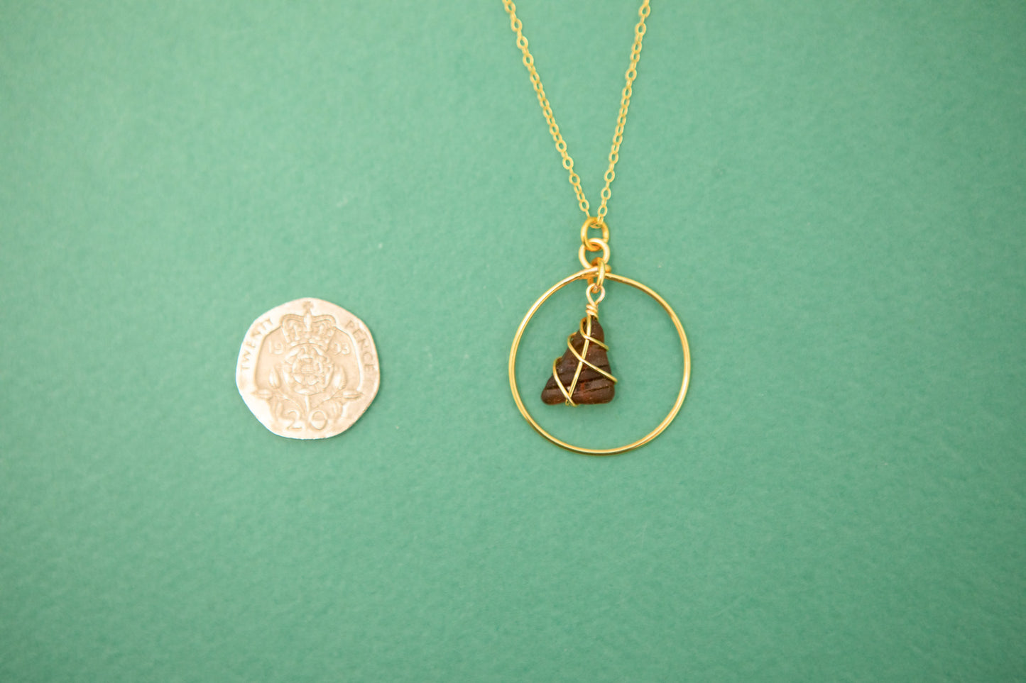 Jennie Hoop Necklace in Gold & Amber