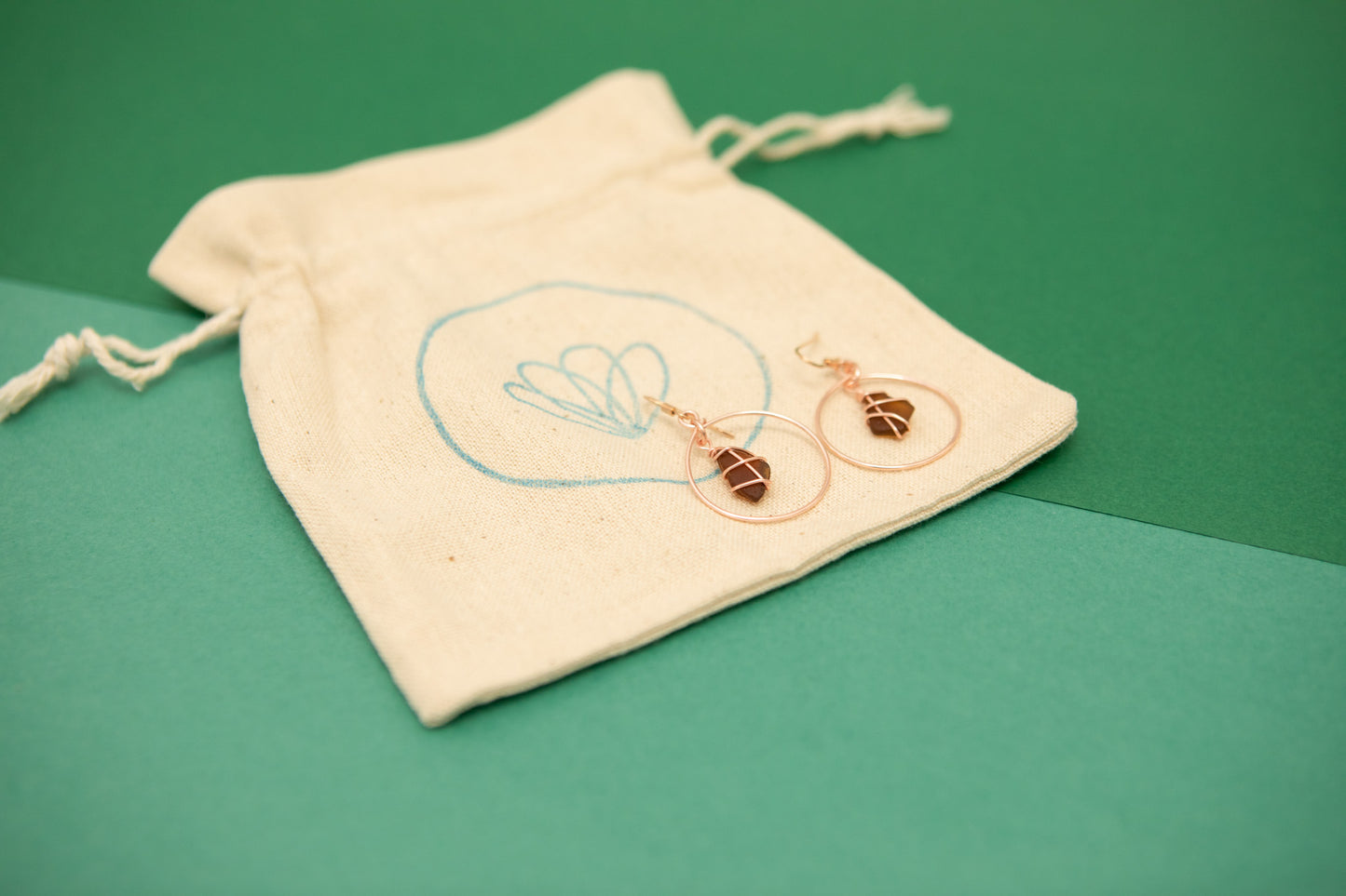 Jennie Hoops in Rose Gold & Amber